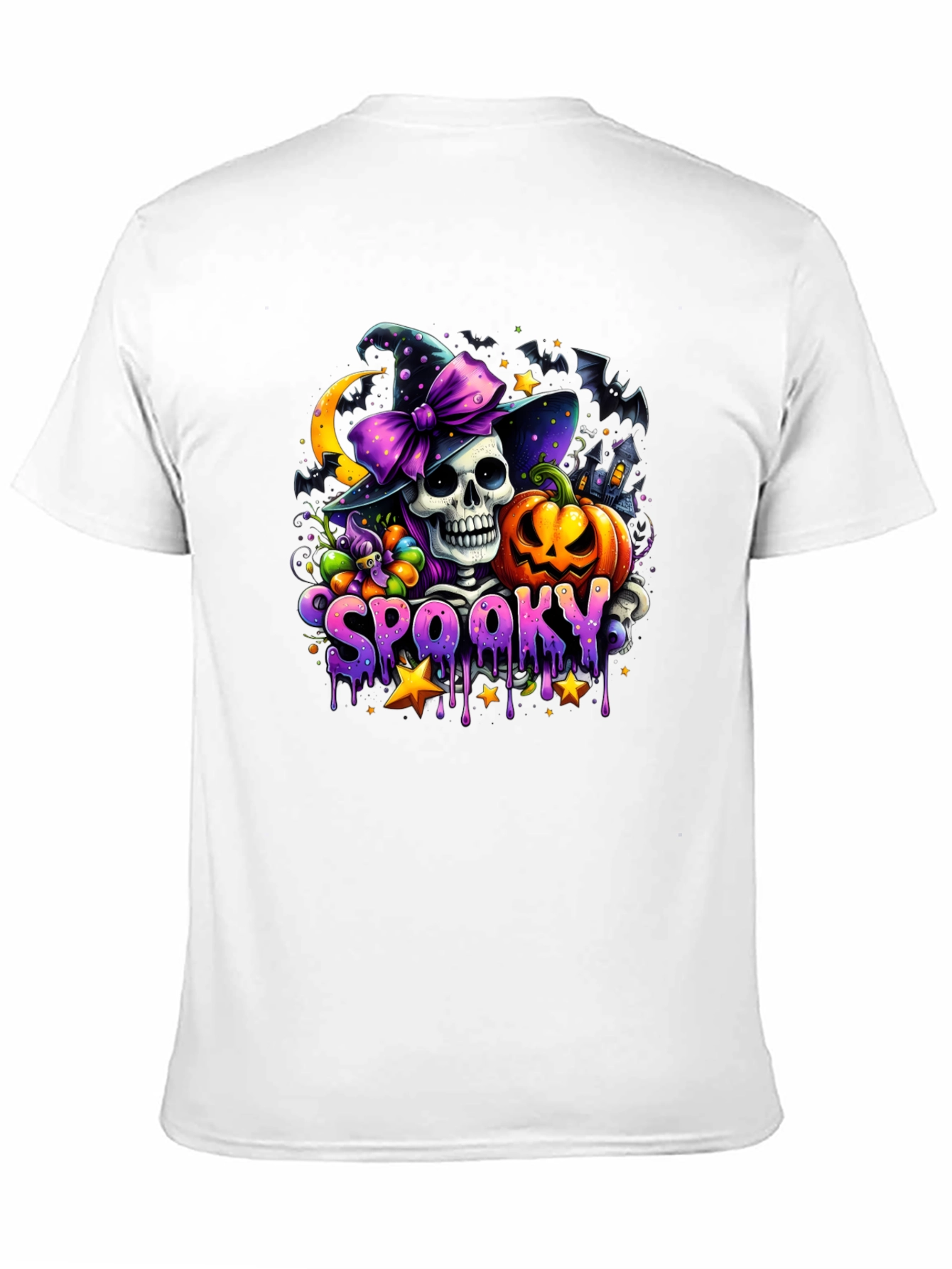 Spooky Halloween T-Shirt - Skull Pumpkin Witch