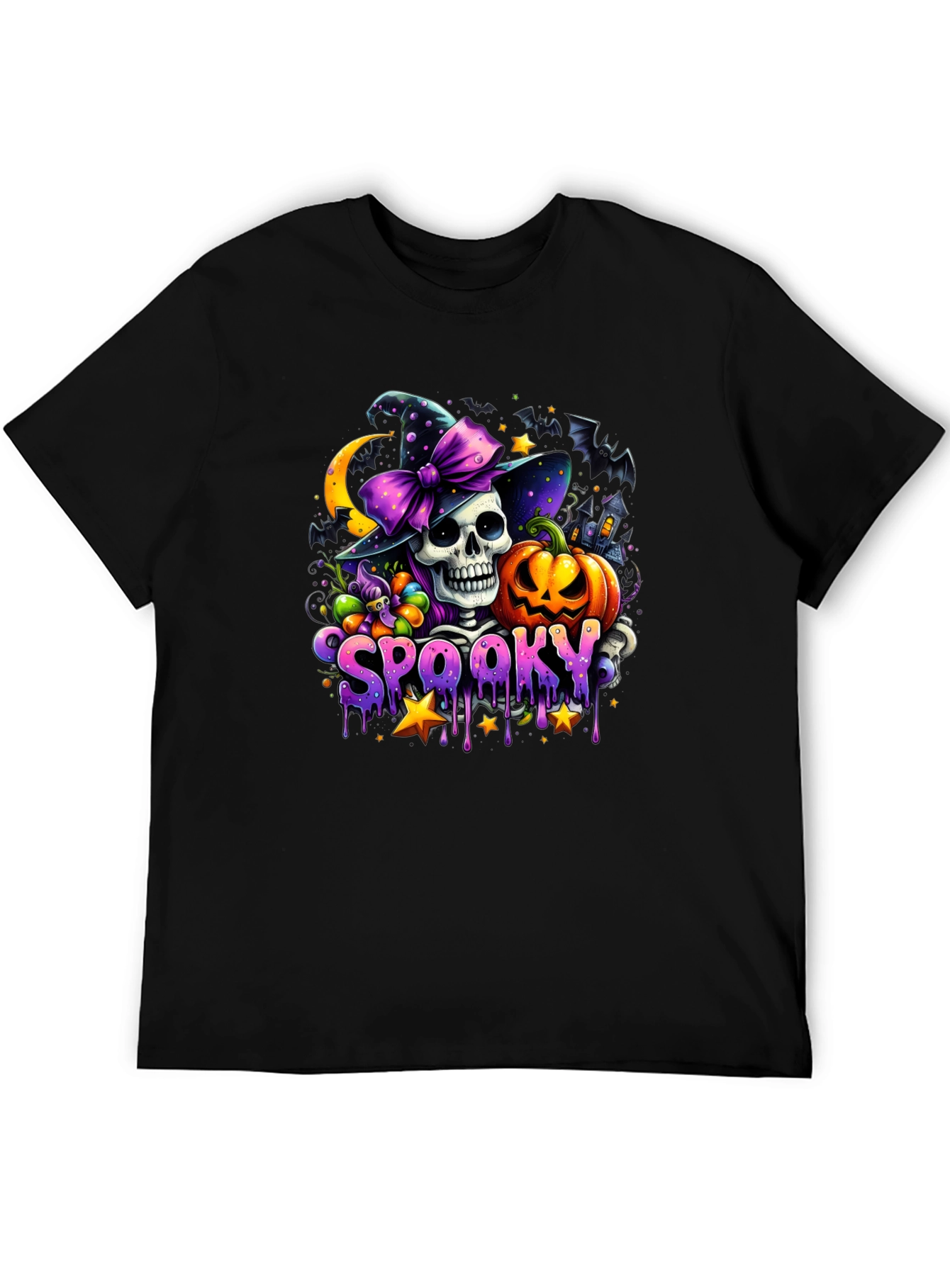 Spooky Halloween T-Shirt - Skull Pumpkin Witch