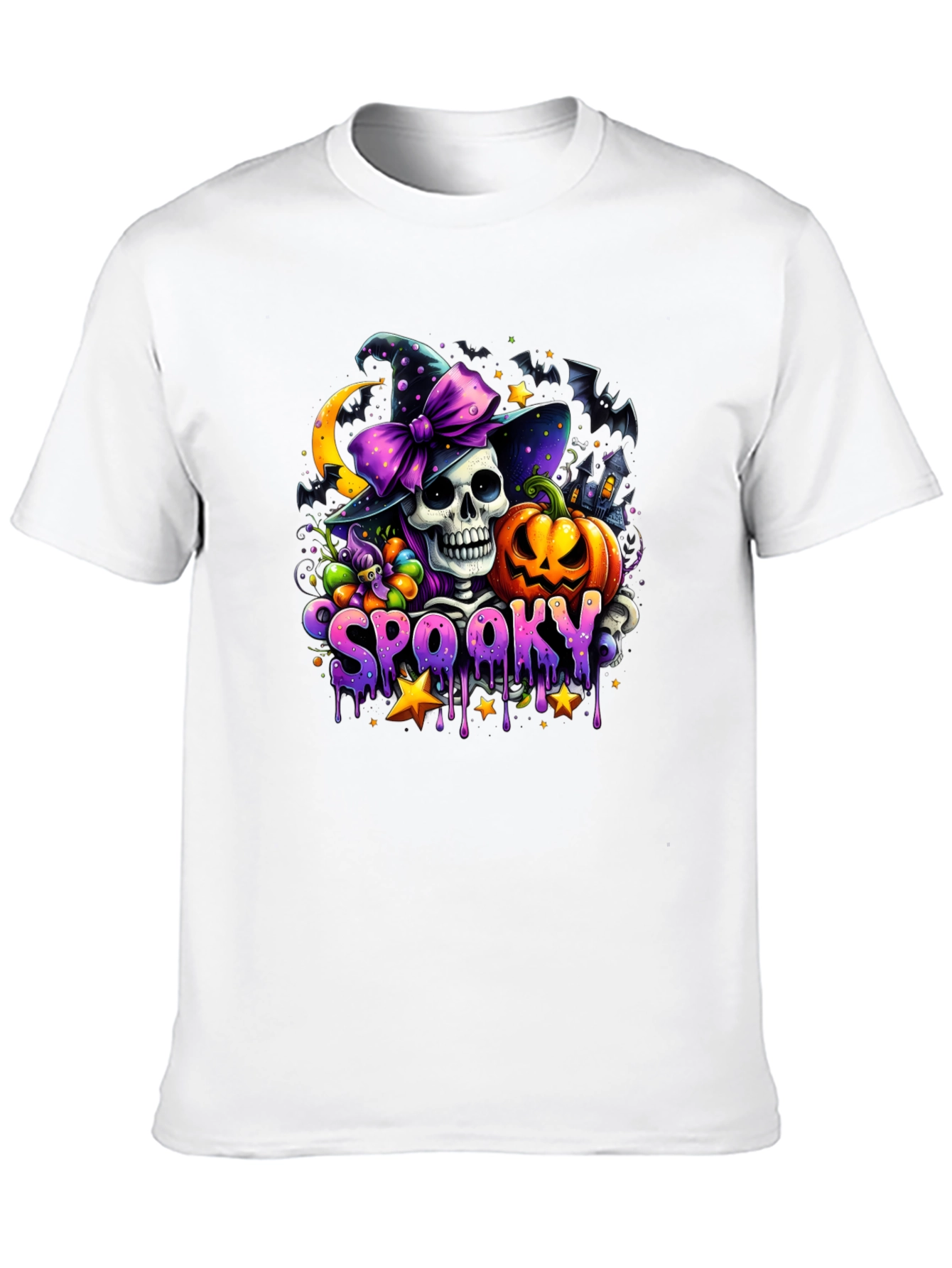 Spooky Halloween T-Shirt - Skull Pumpkin Witch
