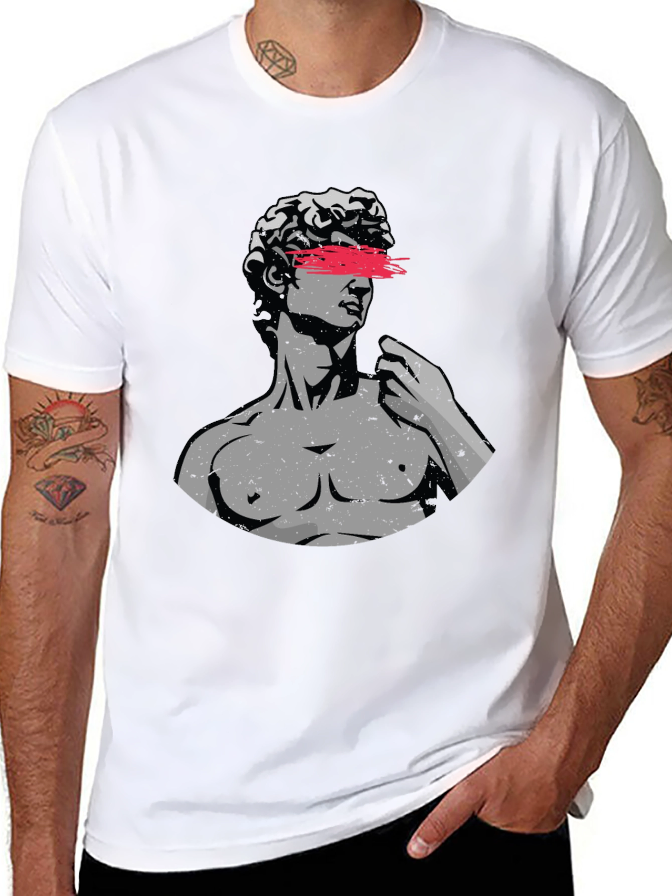 Mens Graphic Tee - Statue Art Design