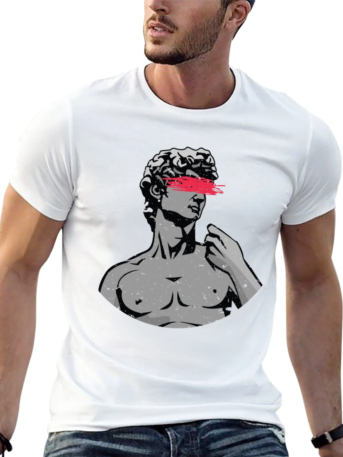 Mens Graphic Tee - Statue Art Design