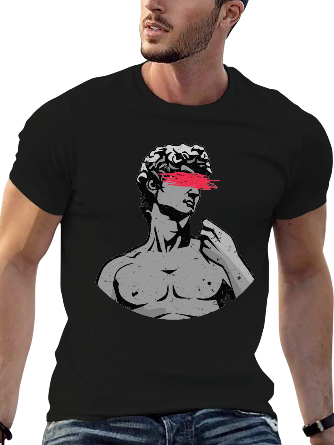 Mens Graphic Tee - Statue Art Design