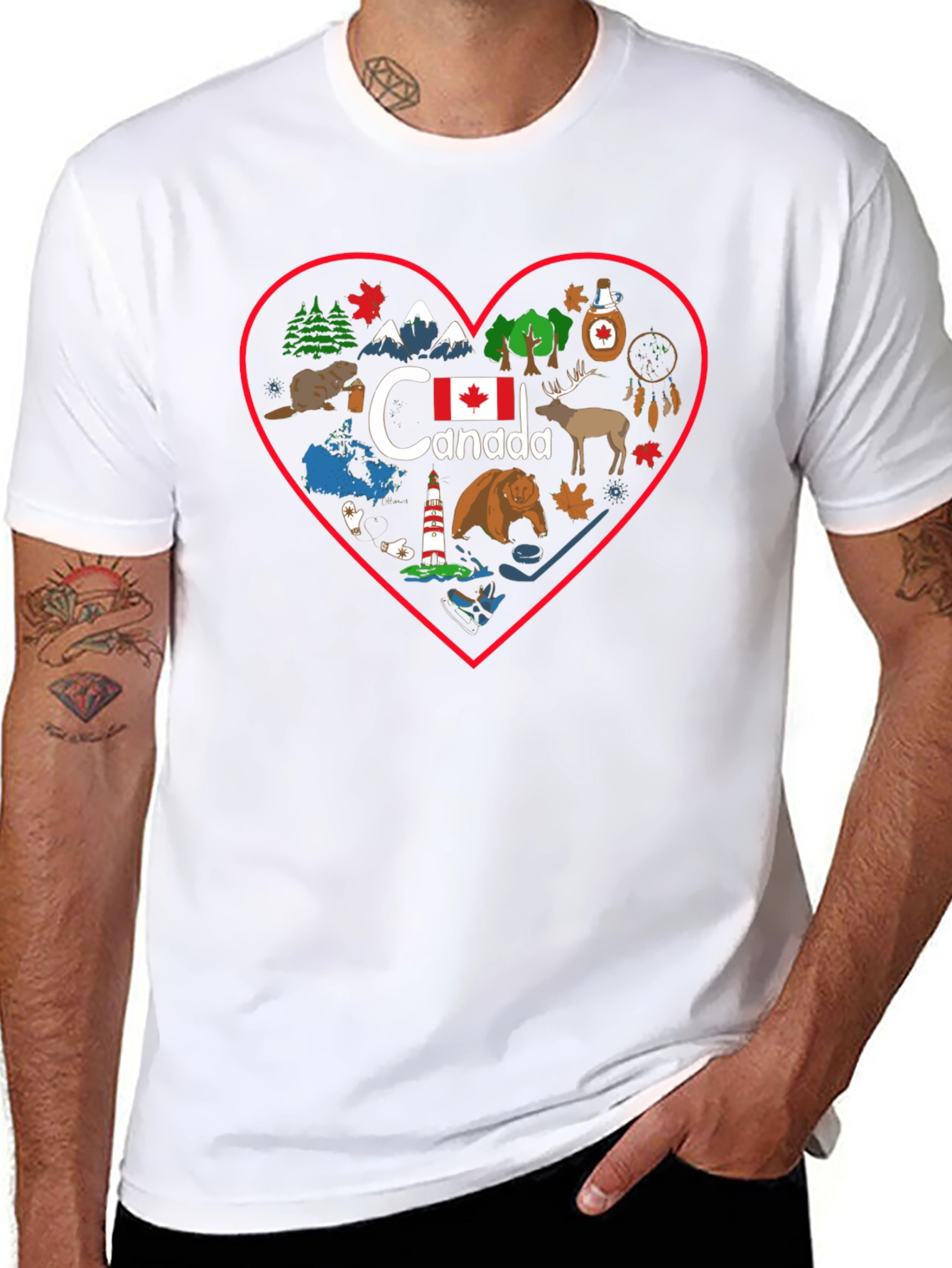 Canada Love Heart T-Shirt Black