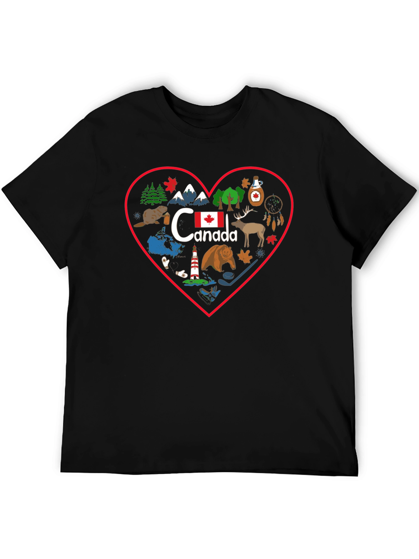 Canada Love Heart T-Shirt Black