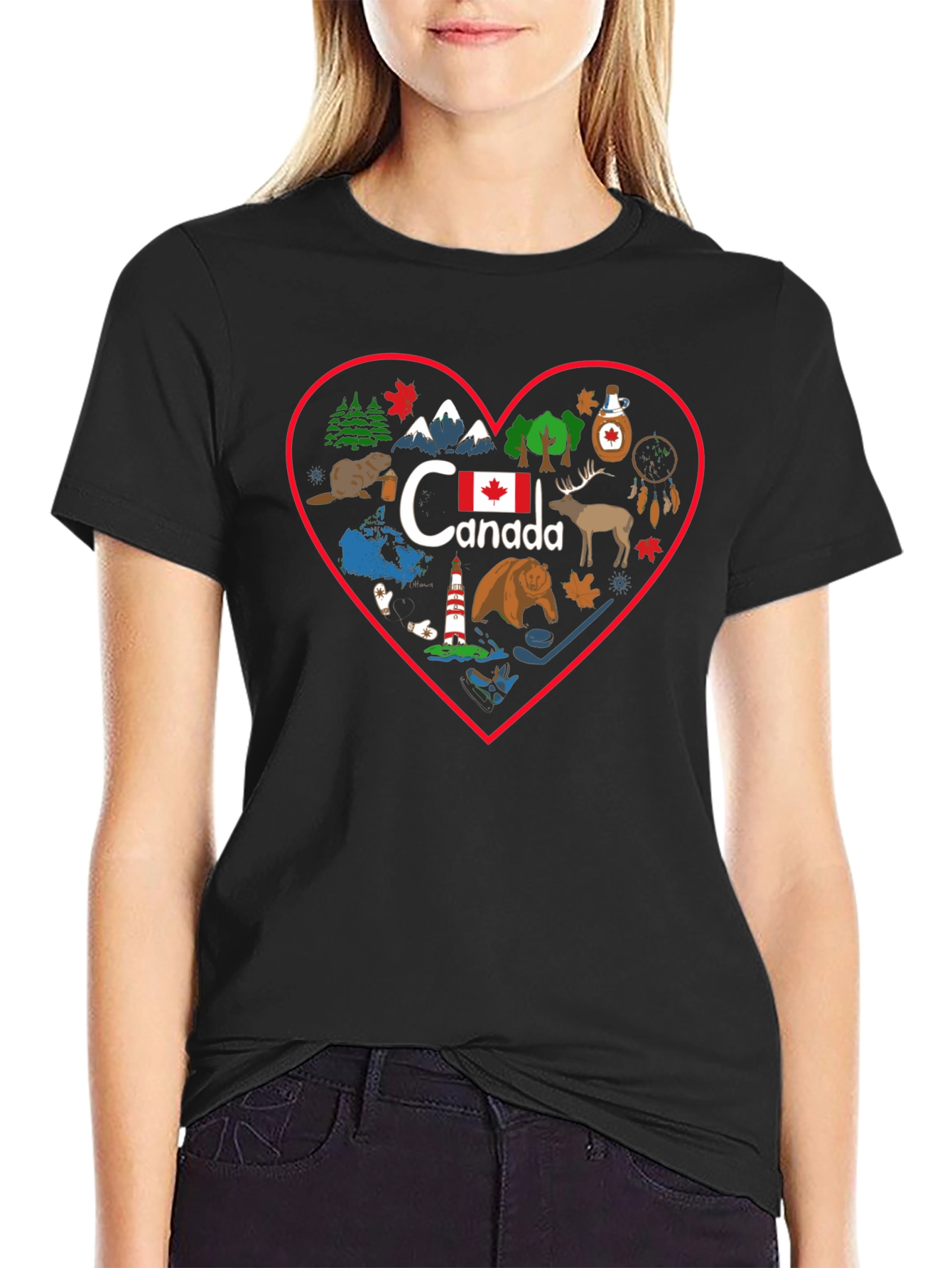 Canada Love Heart T-Shirt Black