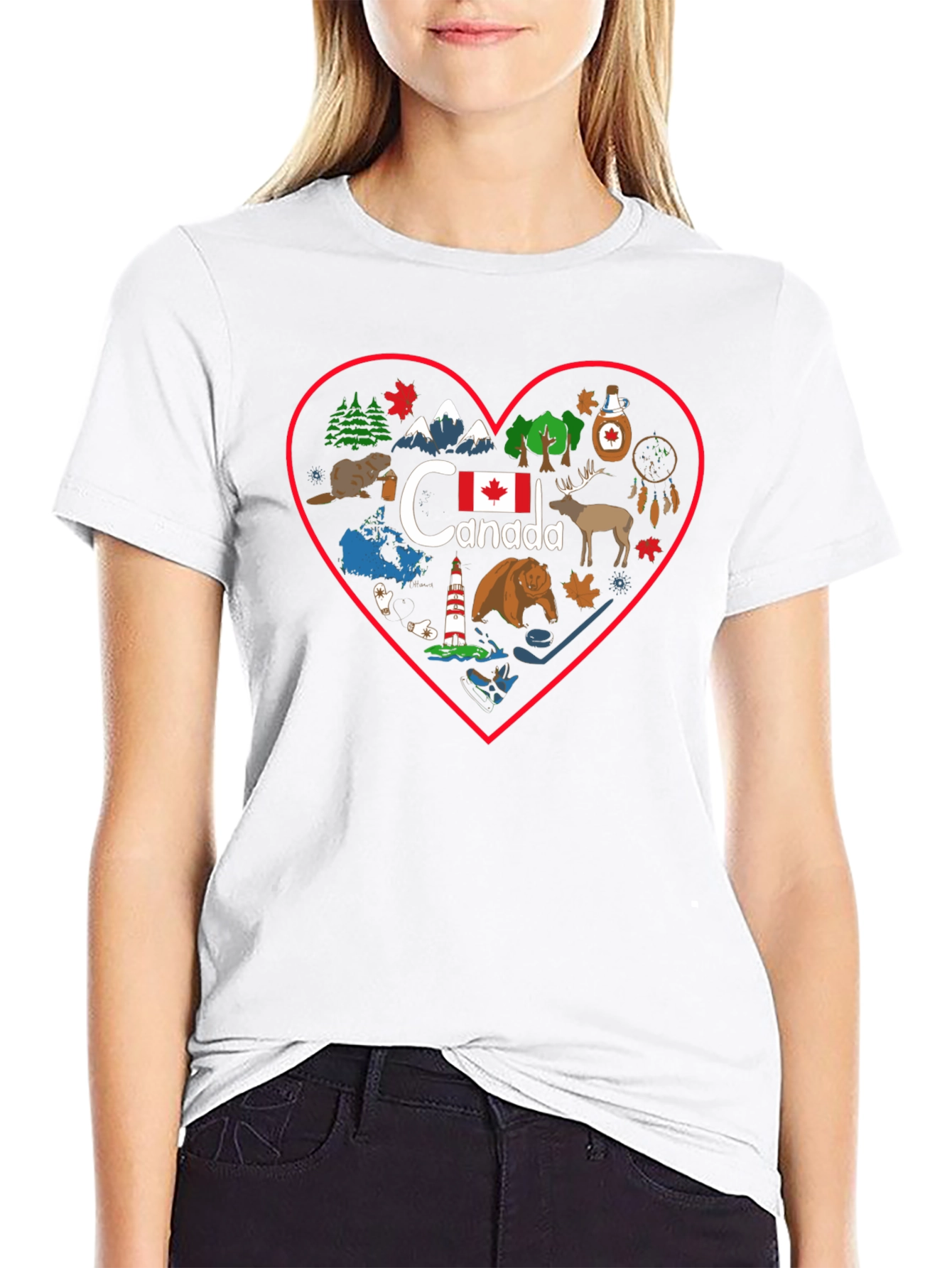 Canada Love Heart T-Shirt Black