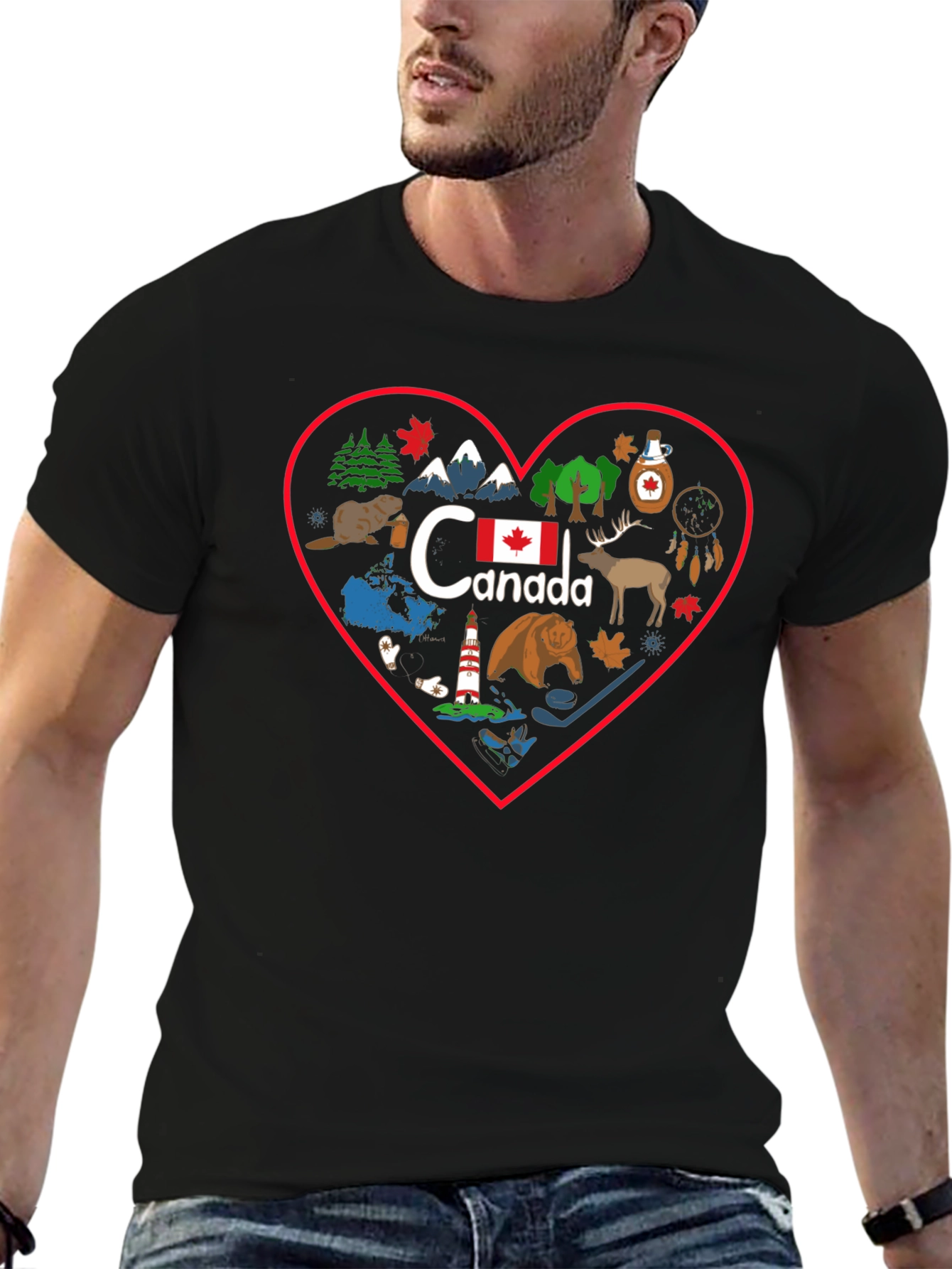 Canada Love Heart T-Shirt Black