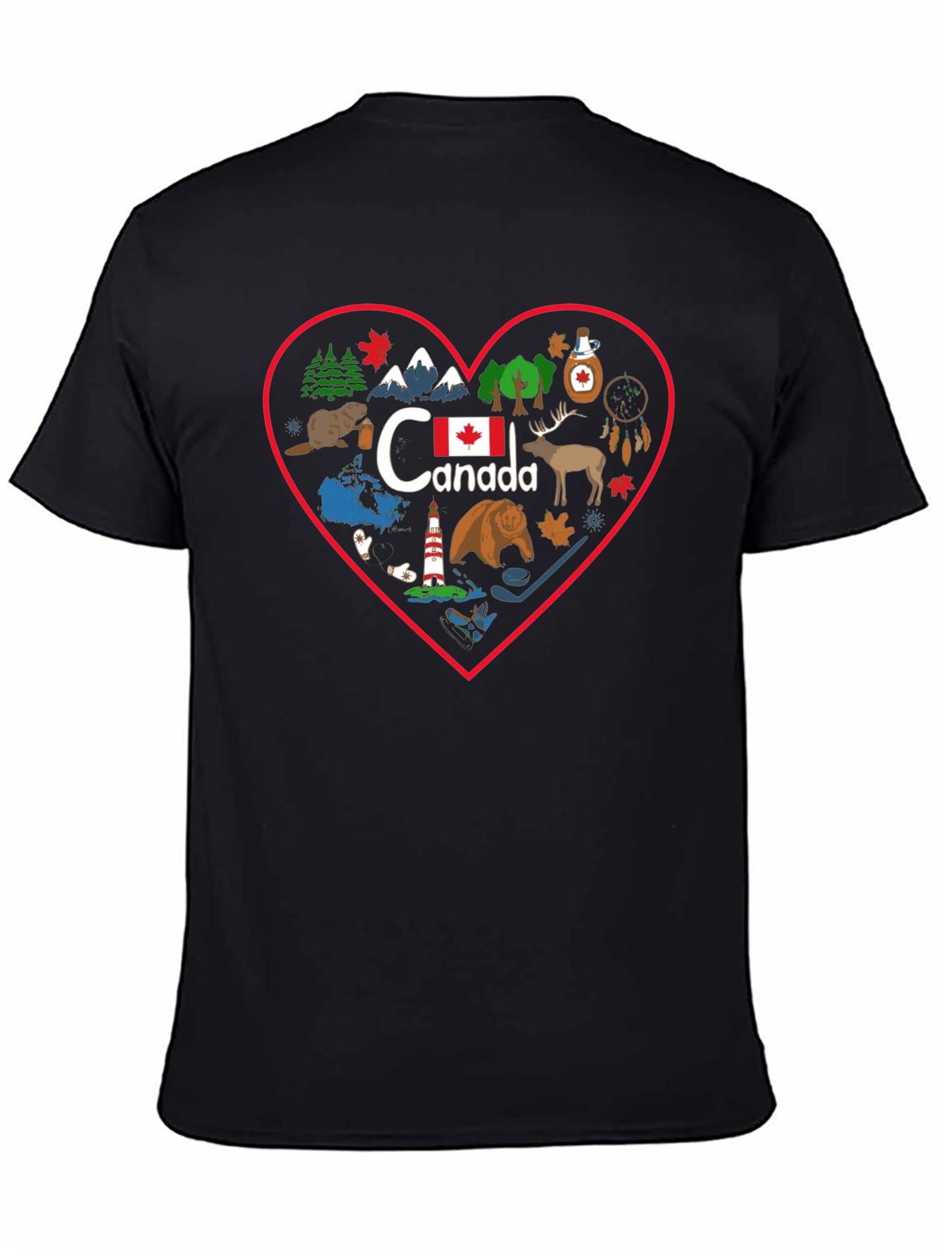 Canada Love Heart T-Shirt Black