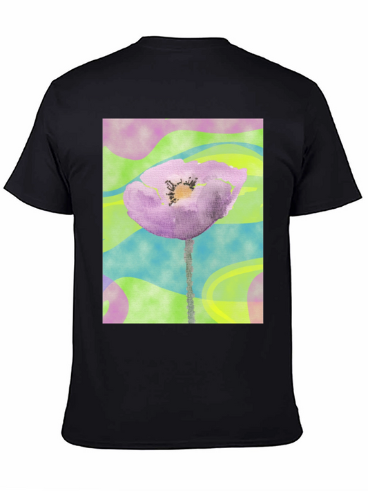 Abstract Floral Graphic Tee - Soft Cotton Black T-Shirt