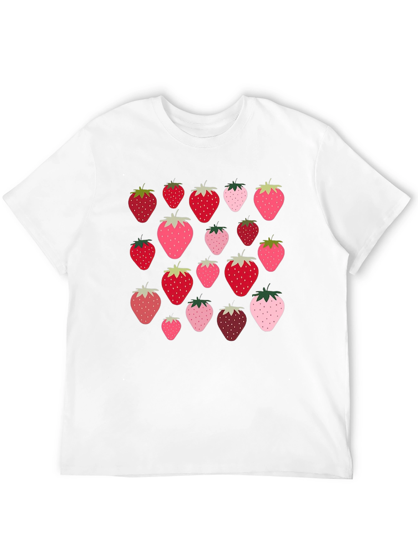 Strawberry Pattern Black T-Shirt