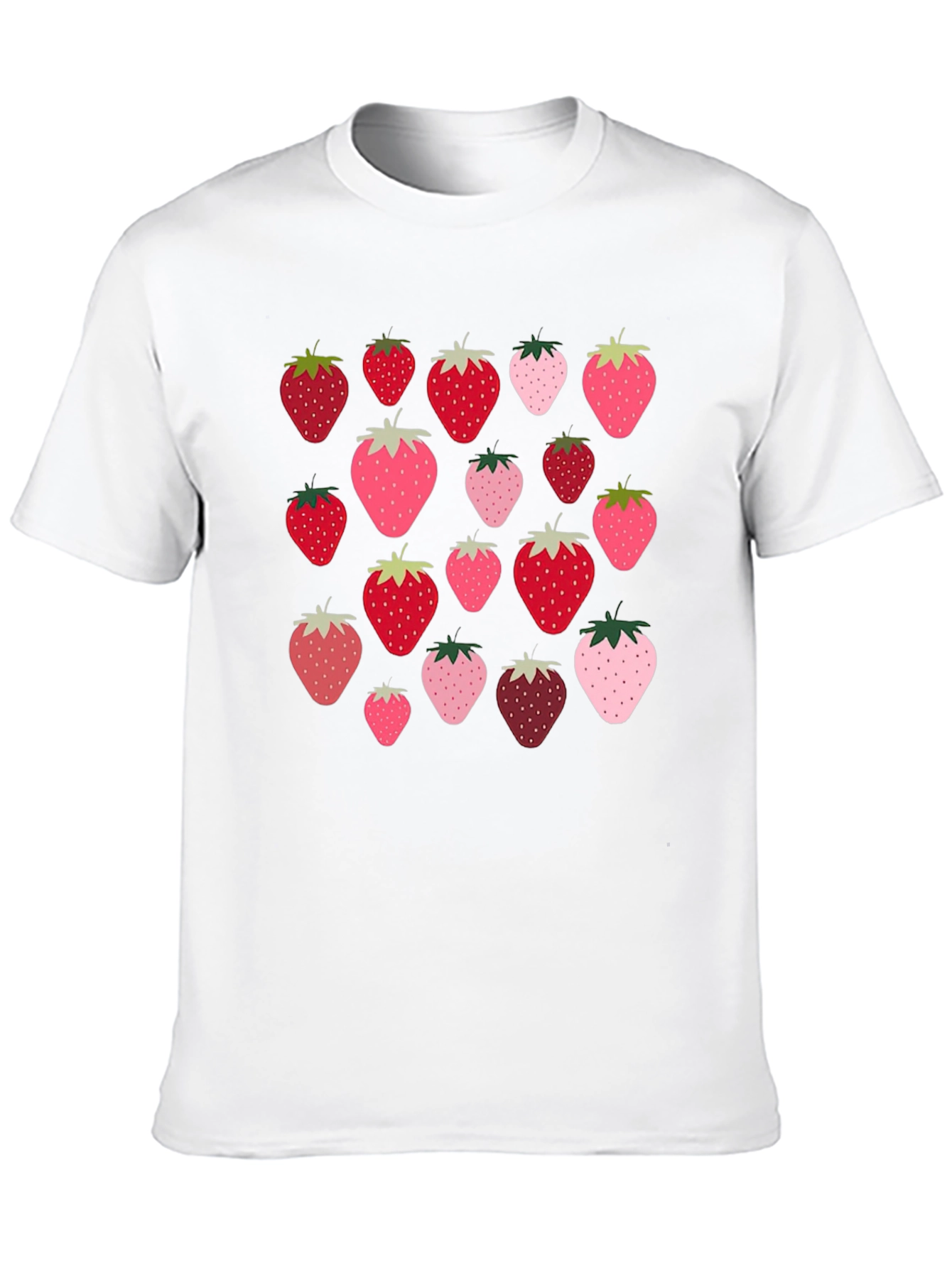Strawberry Pattern Black T-Shirt