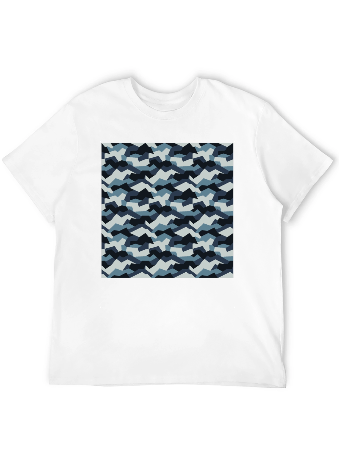 Mens Black T-Shirt with Blue Camo Pattern