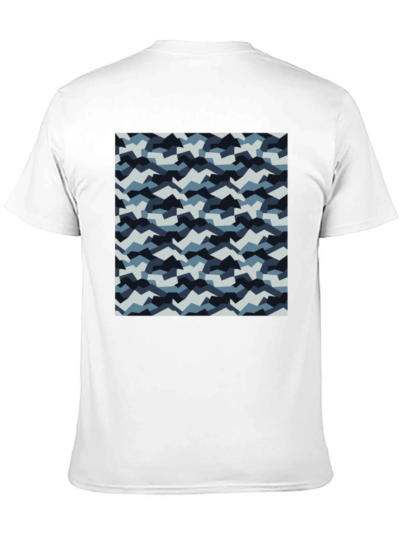 Mens Black T-Shirt with Blue Camo Pattern