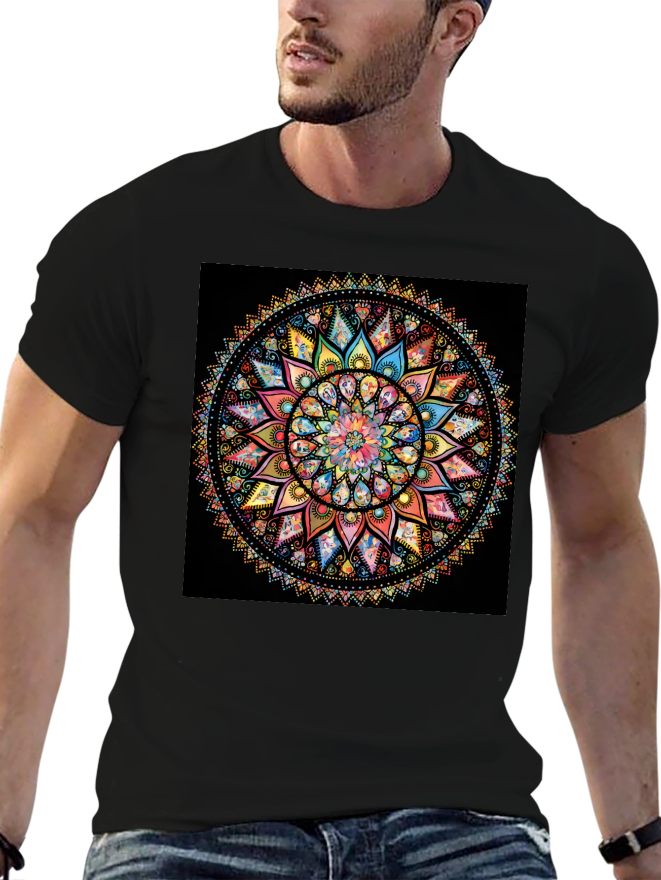 Mandala Print Crew Neck T-Shirt