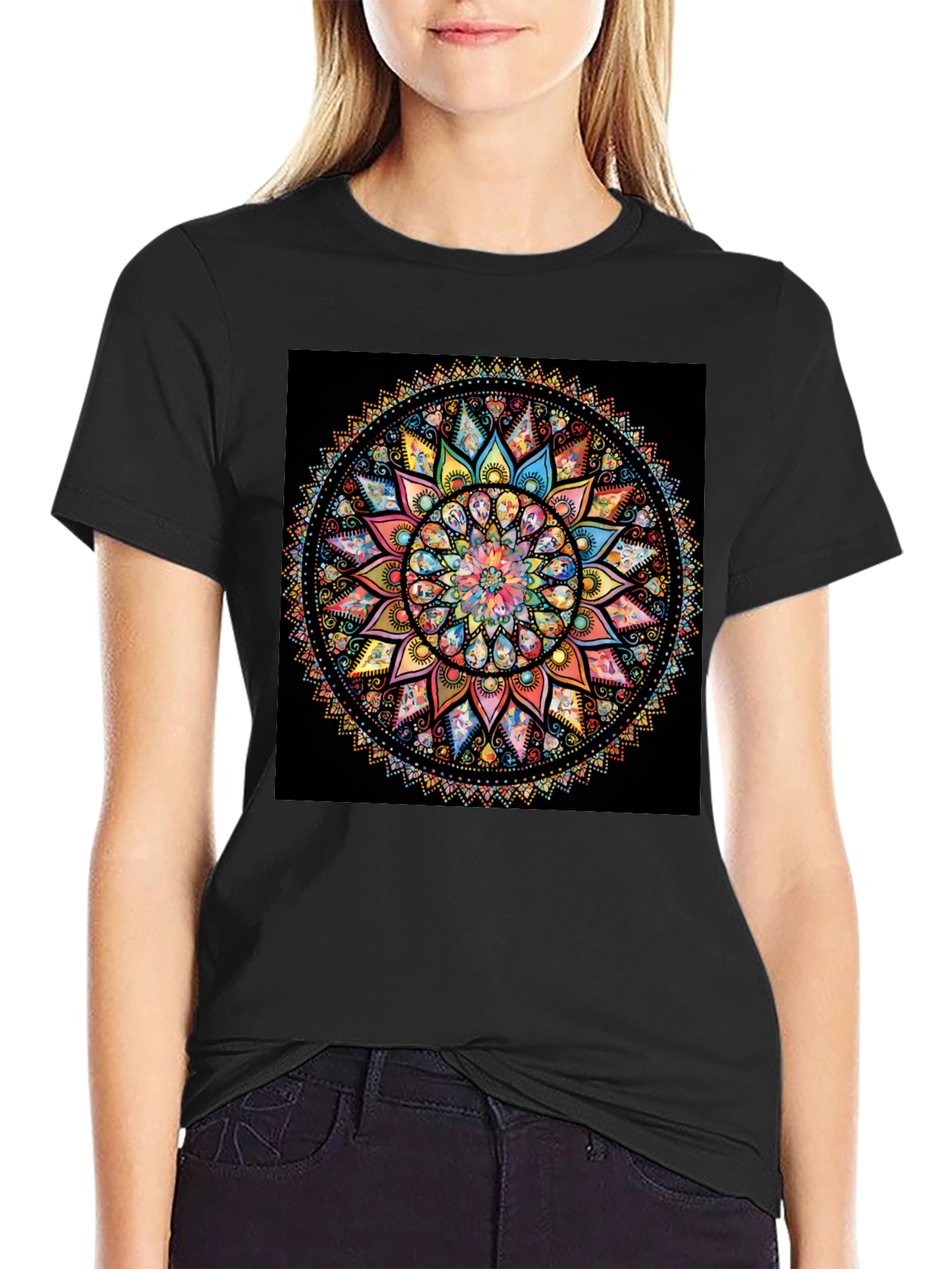 Mandala Print Crew Neck T-Shirt