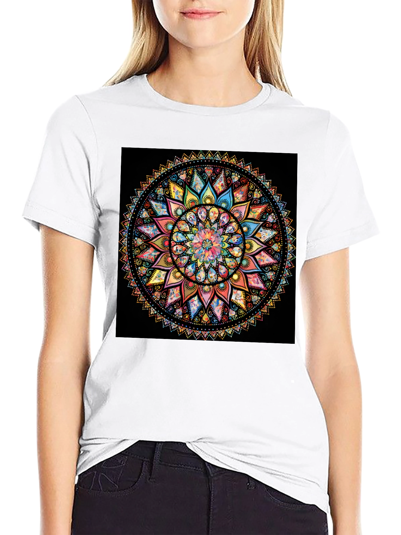 Mandala Print Crew Neck T-Shirt