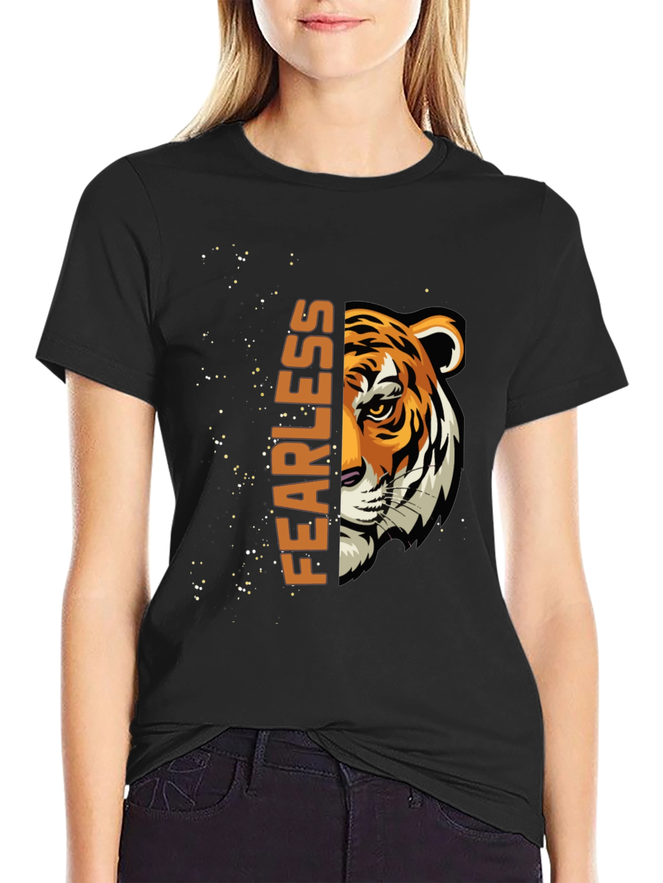 Fearless Tiger Graphic T-Shirt - Black Cotton Tee