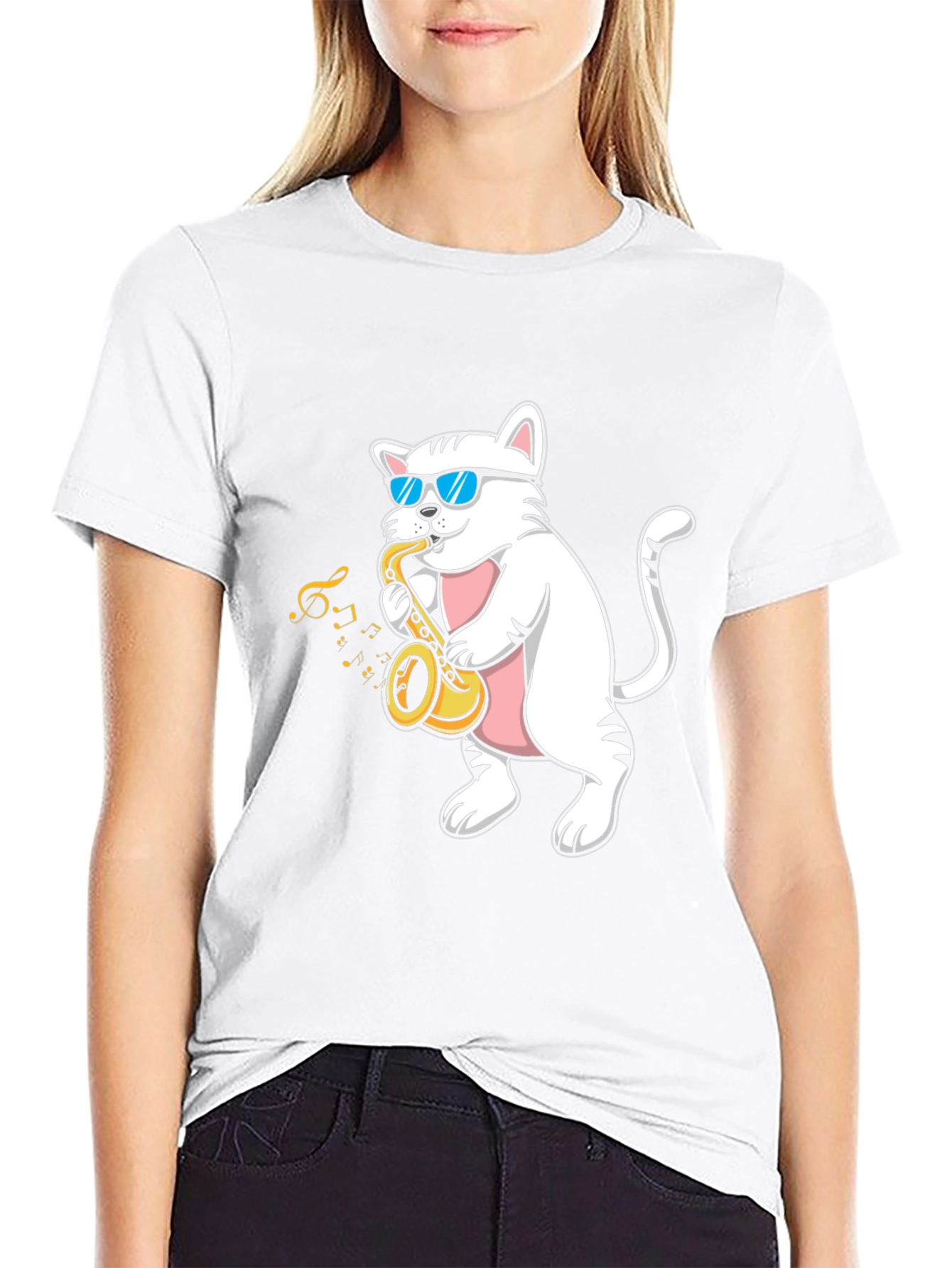 Cool Cat Saxophone T-Shirt - Musician Tee