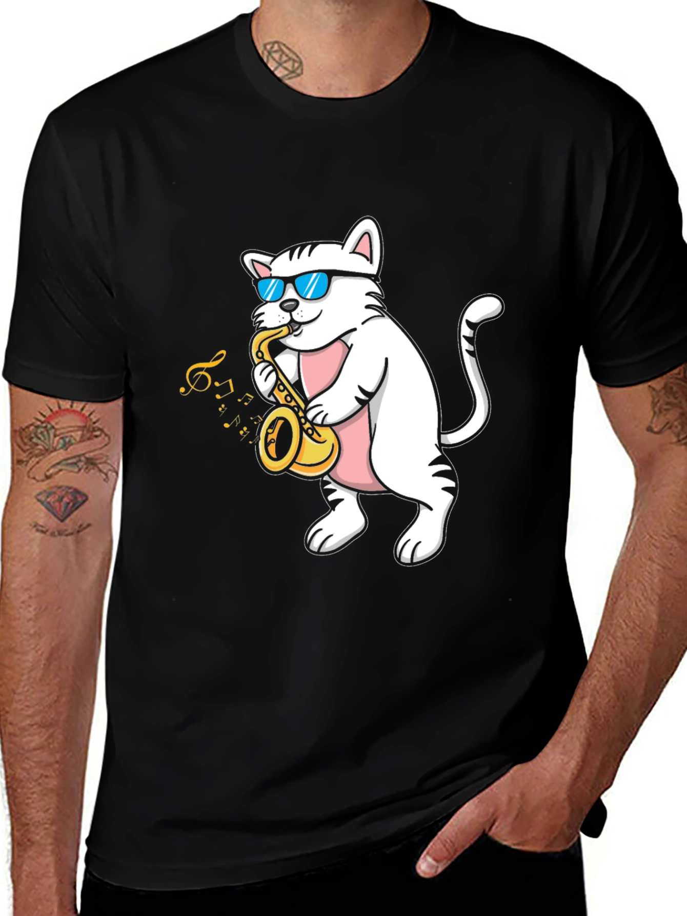 Cool Cat Saxophone T-Shirt - Musician Tee