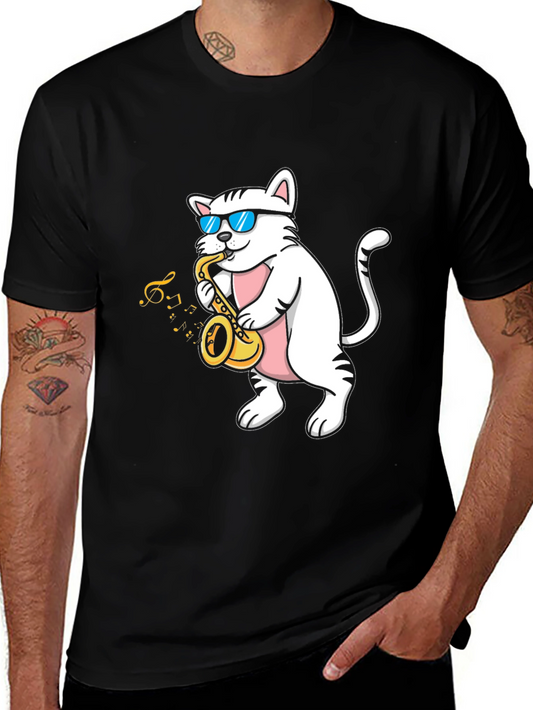 Cool Cat Saxophone T-Shirt - Musician Tee