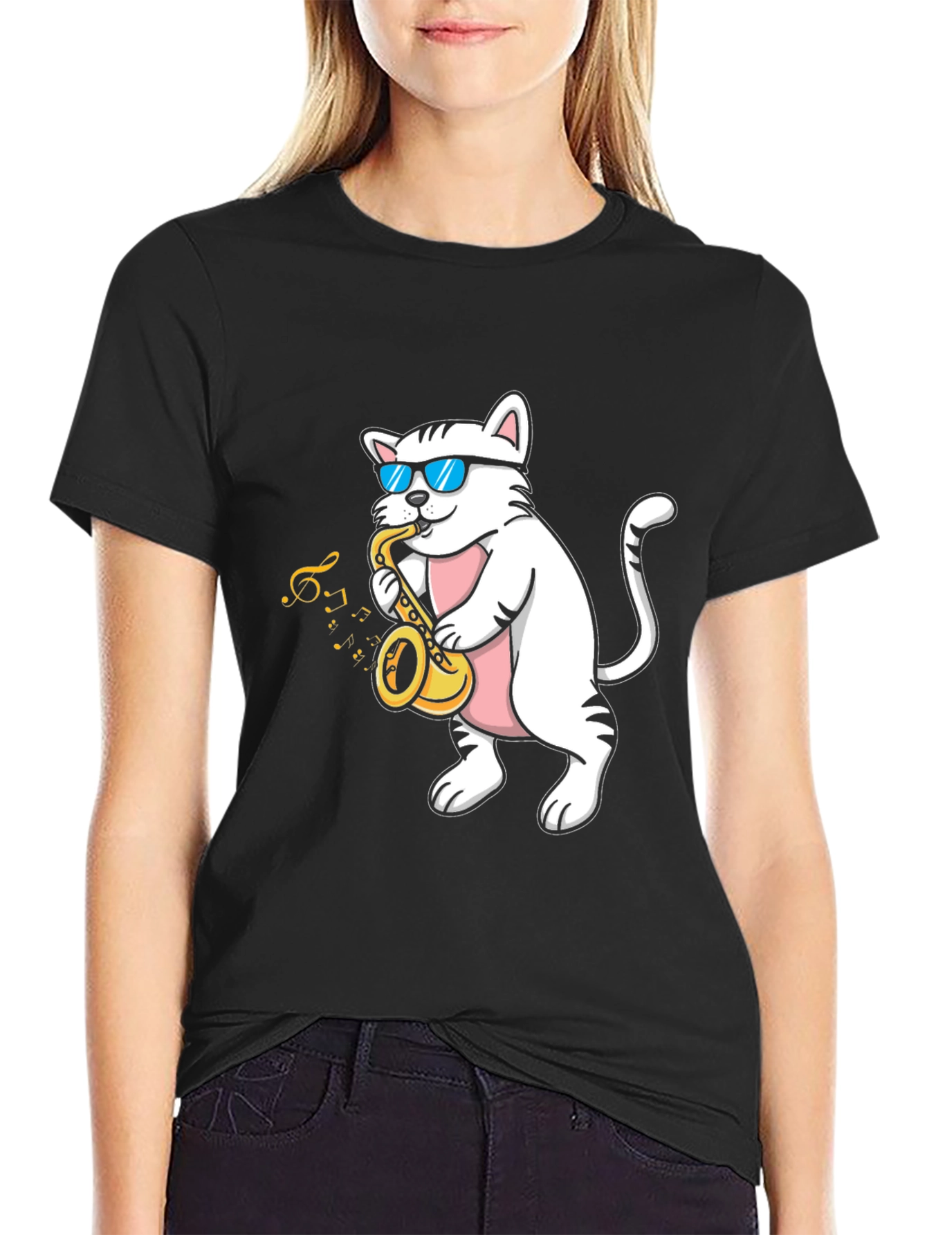 Cool Cat Saxophone T-Shirt - Musician Tee