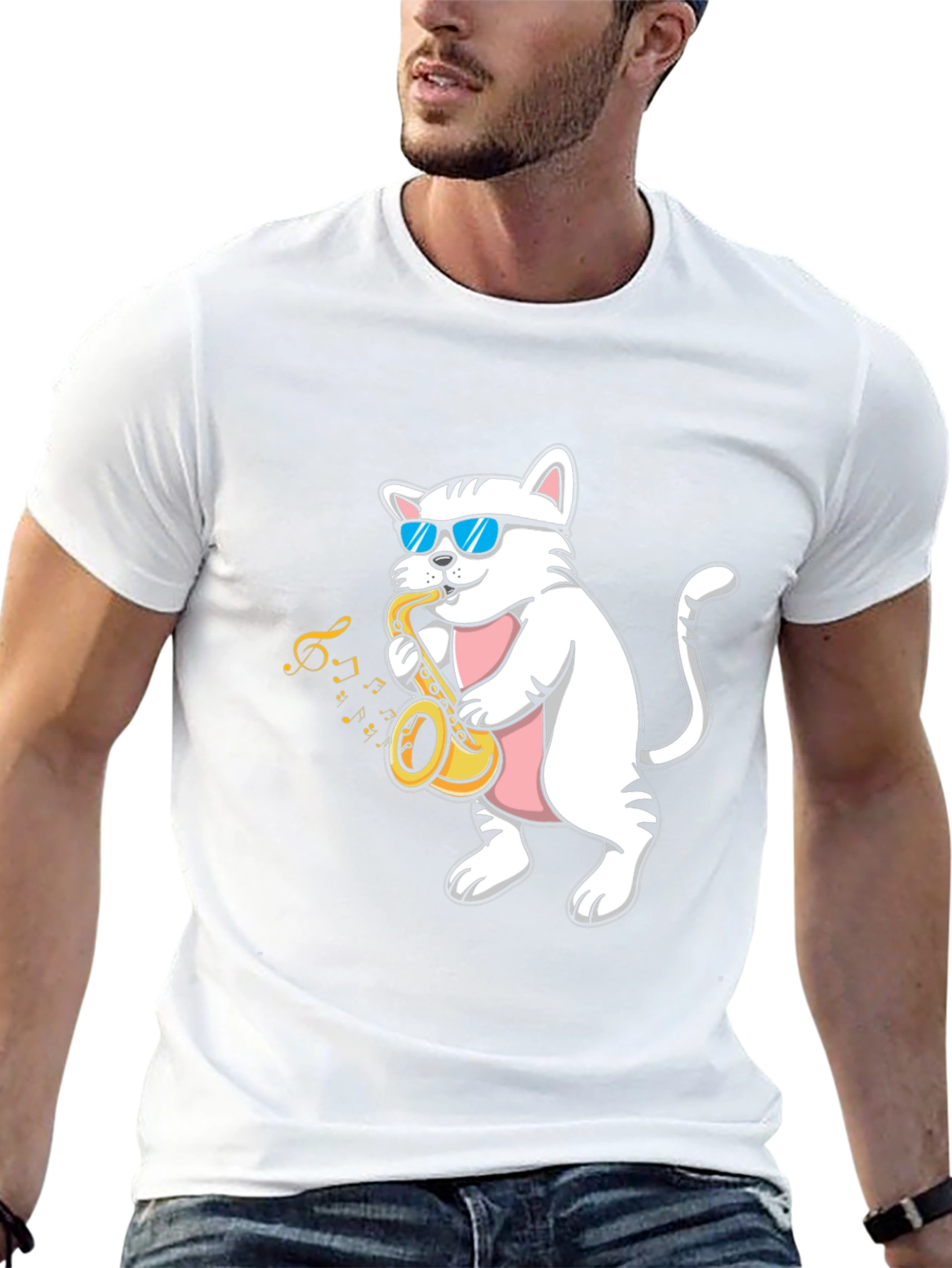 Cool Cat Saxophone T-Shirt - Musician Tee