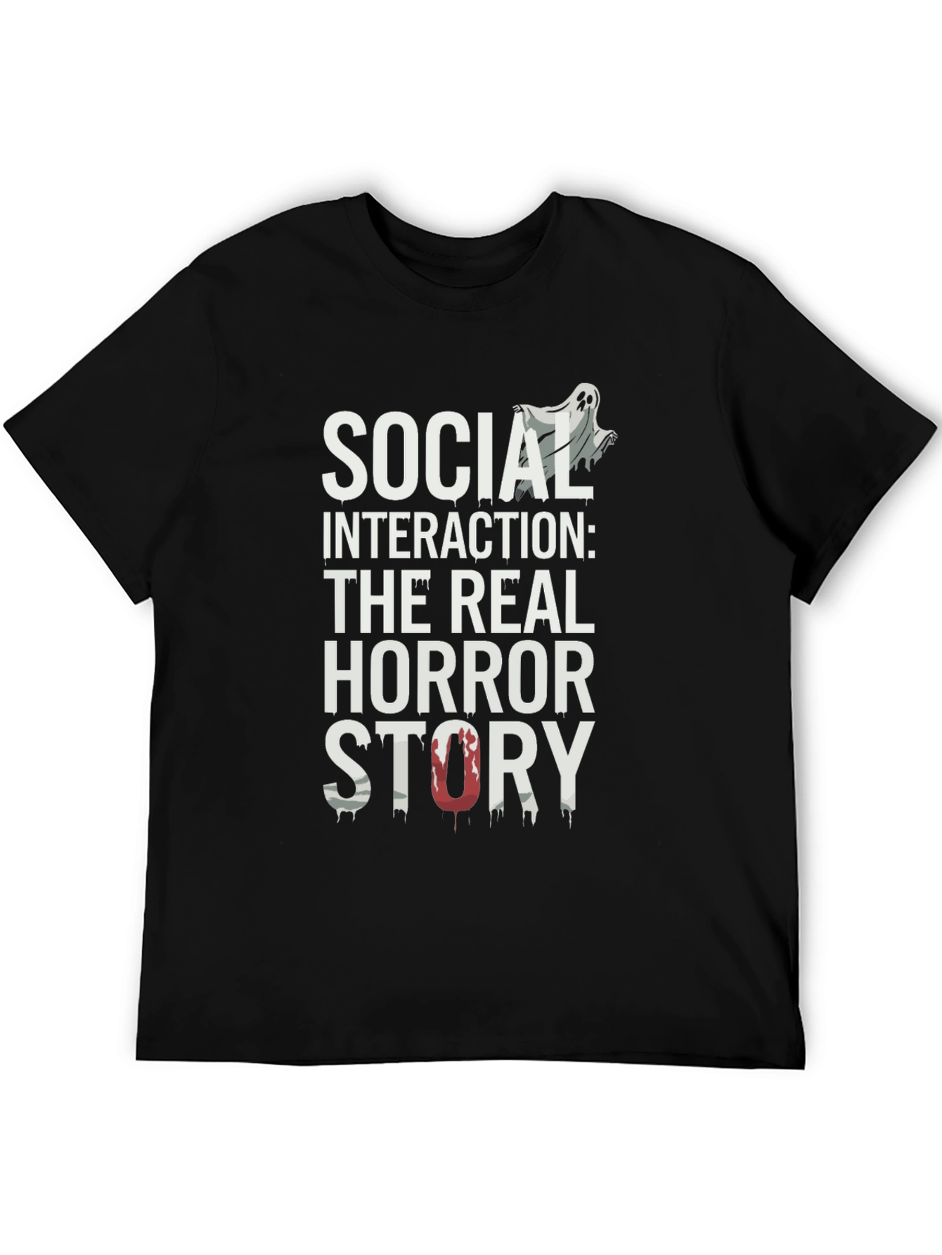 Social Interaction Horror Story Black T-Shirt