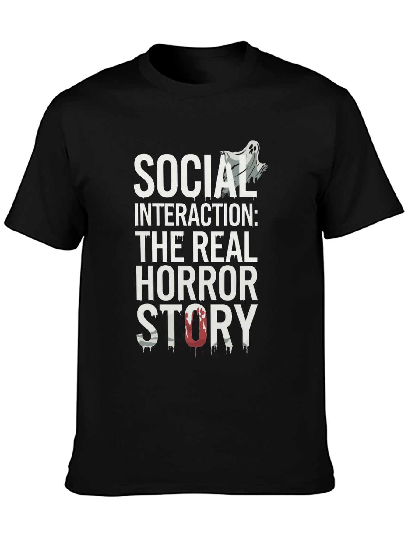 Social Interaction Horror Story Black T-Shirt