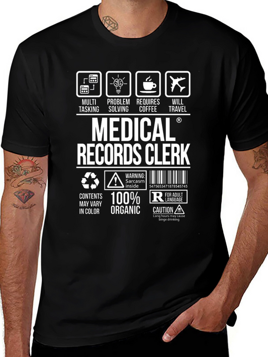 Medical Records Clerk T-Shirt: Multi-Tasking & Coffee!