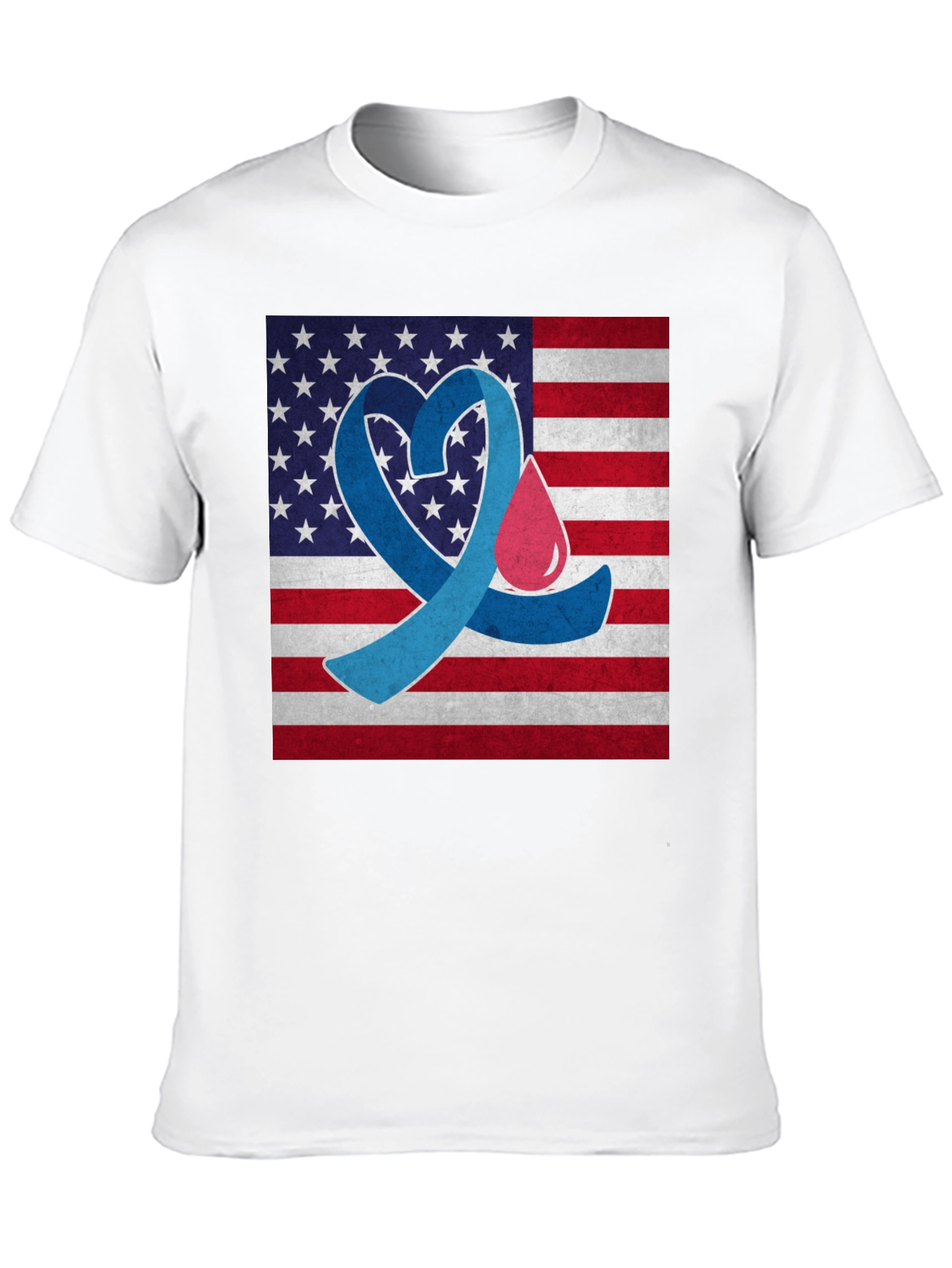 Diabetes Awareness USA Flag Heart T-Shirt