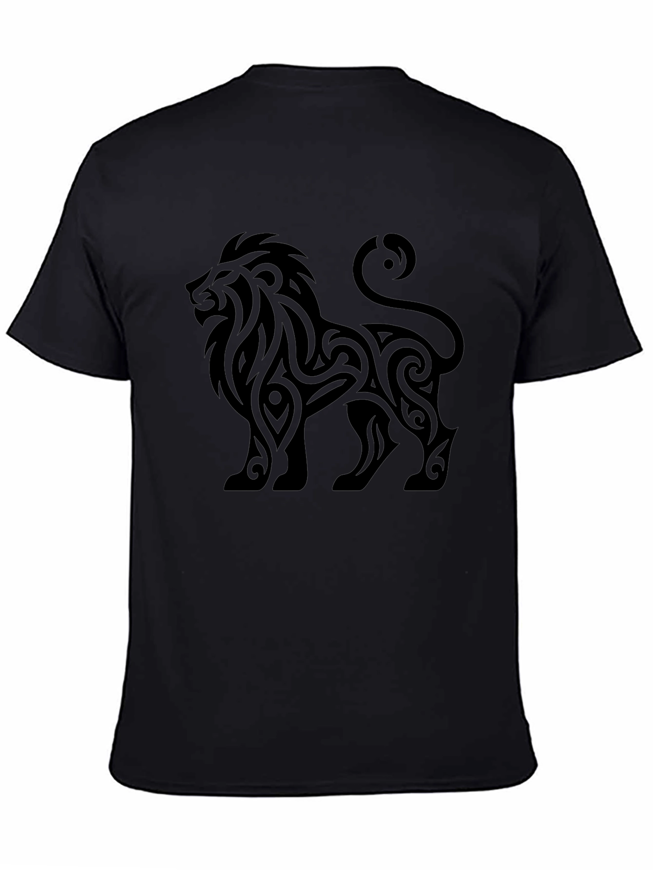 Lion Tribal Graphic T-Shirt - Black