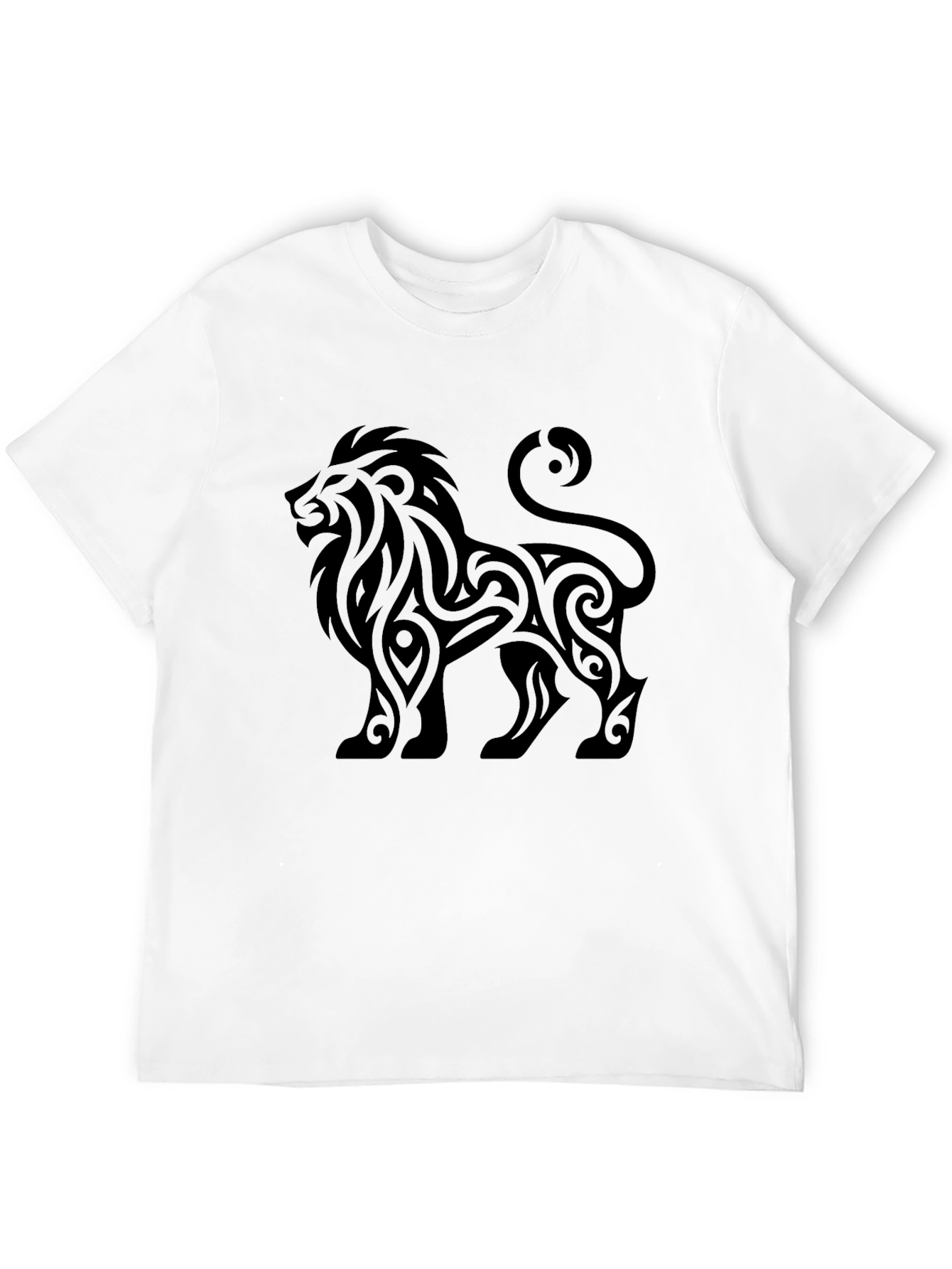 Lion Tribal Graphic T-Shirt - Black