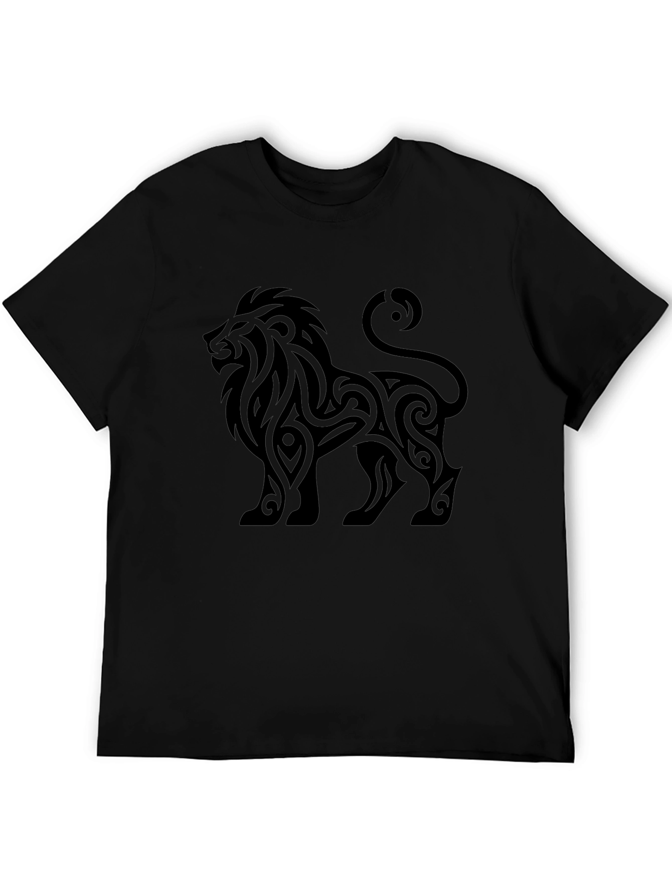 Lion Tribal Graphic T-Shirt - Black