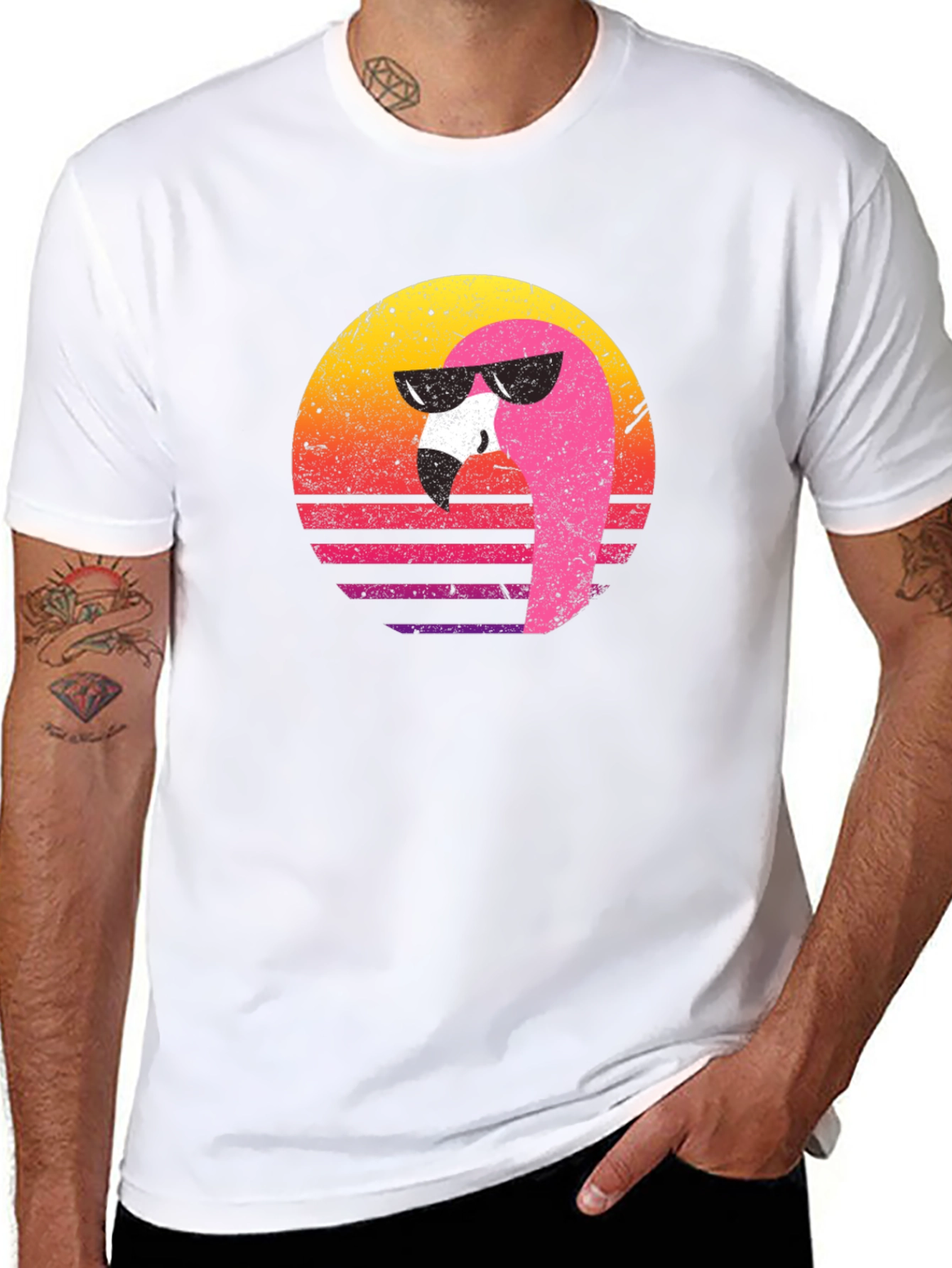 Retro Flamingo Graphic Tee - Cool Summer Vibes