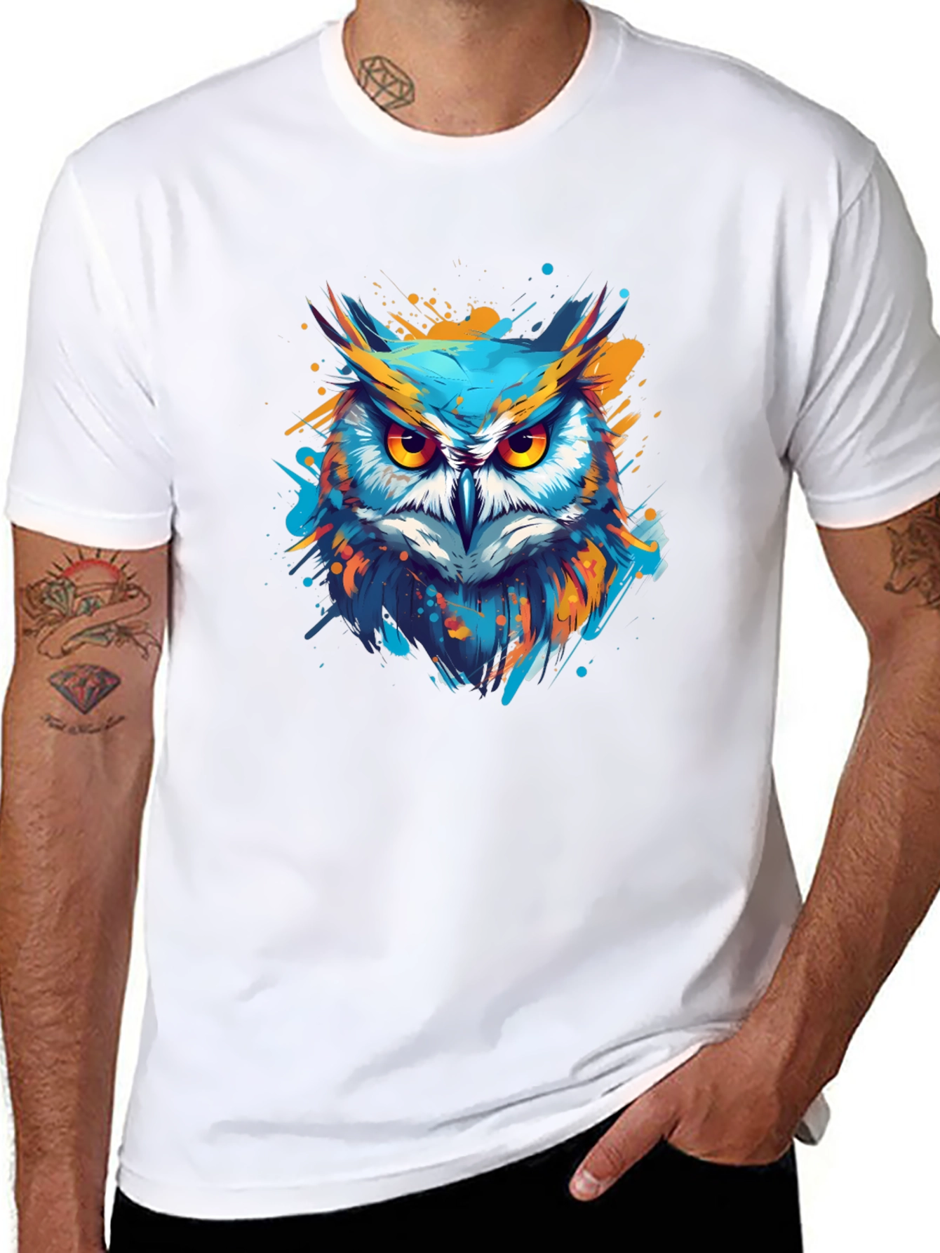 Stylish Owl Graphic Black T-Shirt