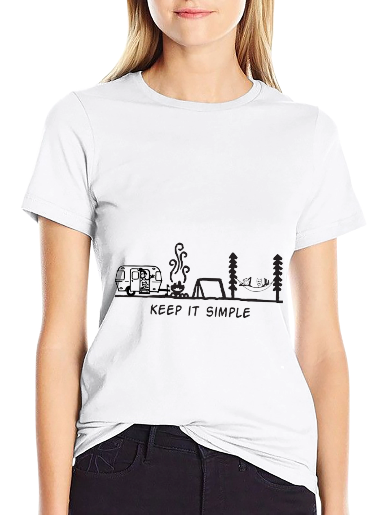 Keep It Simple Camping Graphic Tee - Black