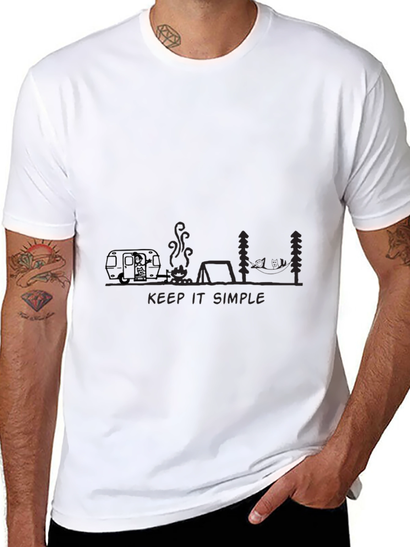 Keep It Simple Camping Graphic Tee - Black