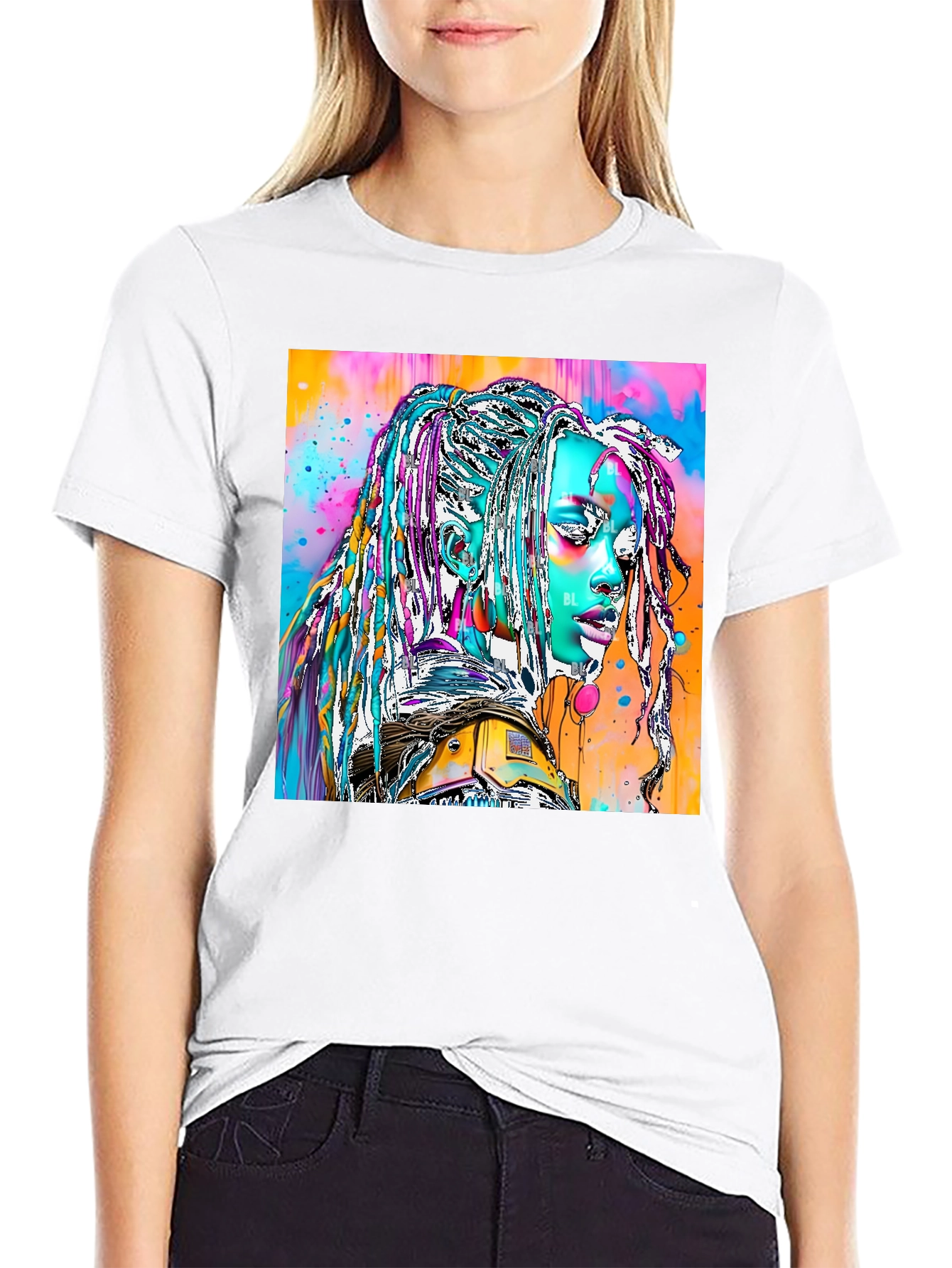 Vibrant Futuristic Graphic Print Tee