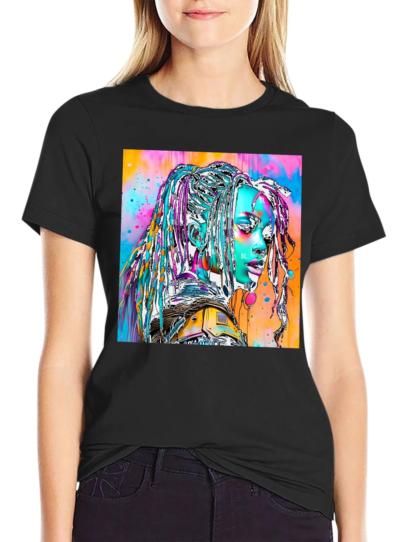 Vibrant Futuristic Graphic Print Tee