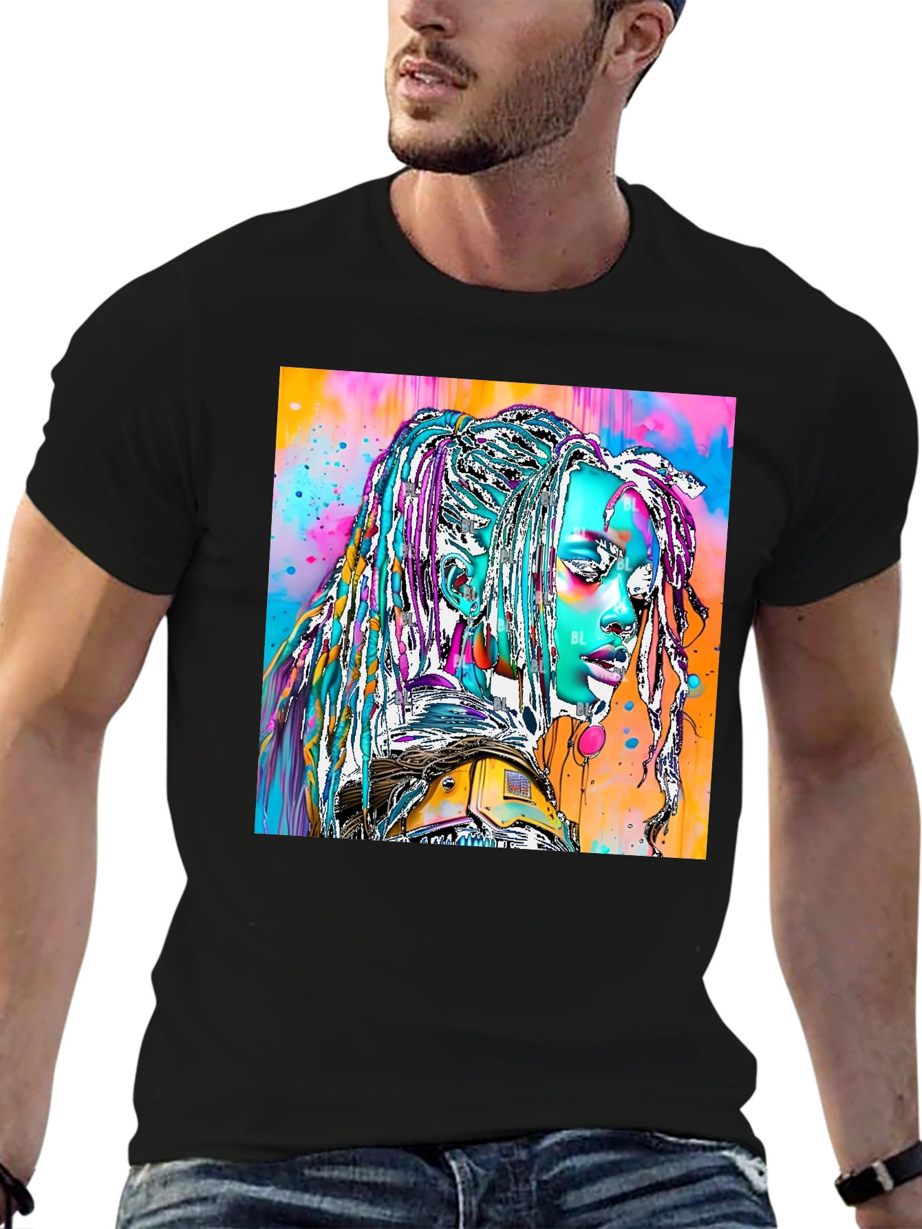 Vibrant Futuristic Graphic Print Tee