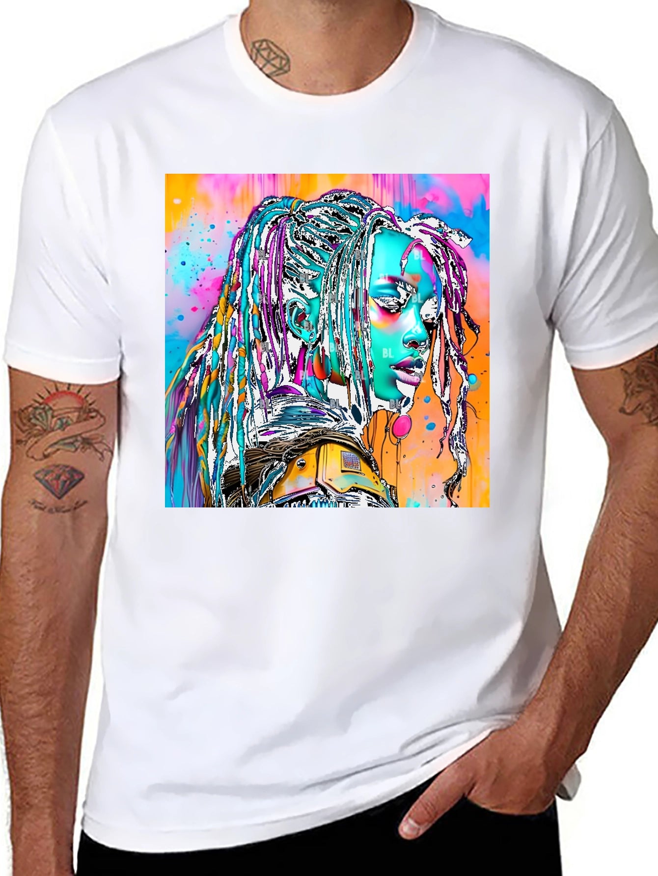 Vibrant Futuristic Graphic Print Tee