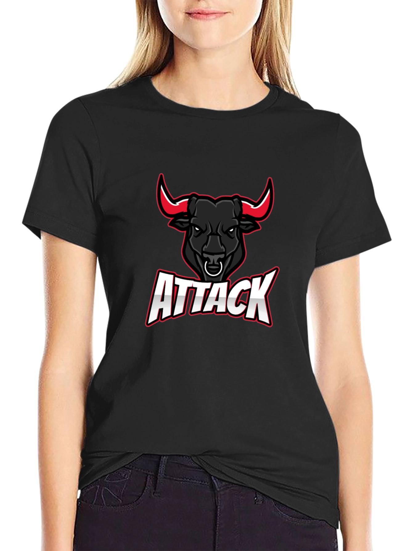Attack Bull Graphic Tee - Black Cotton T-Shirt