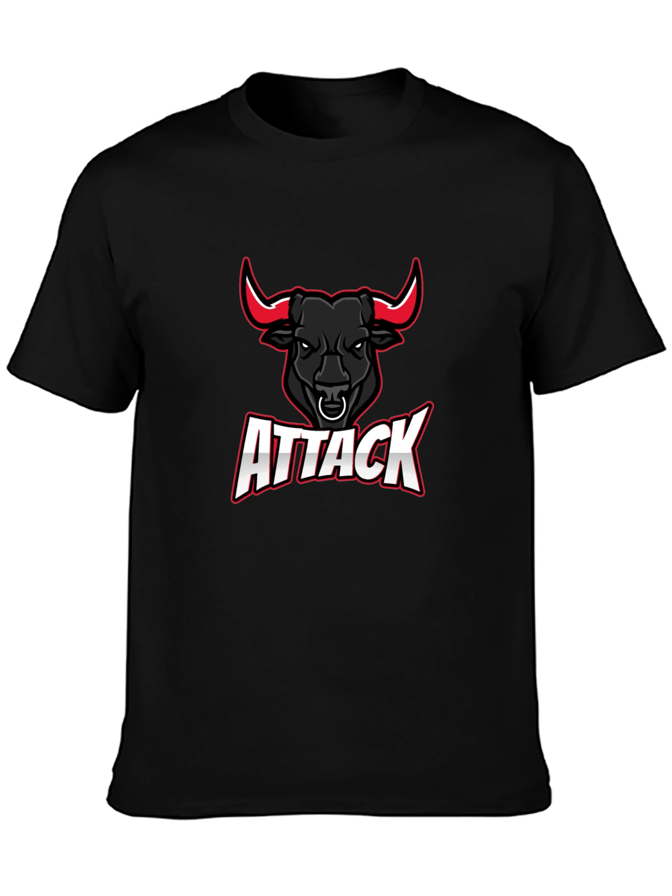 Attack Bull Graphic Tee - Black Cotton T-Shirt