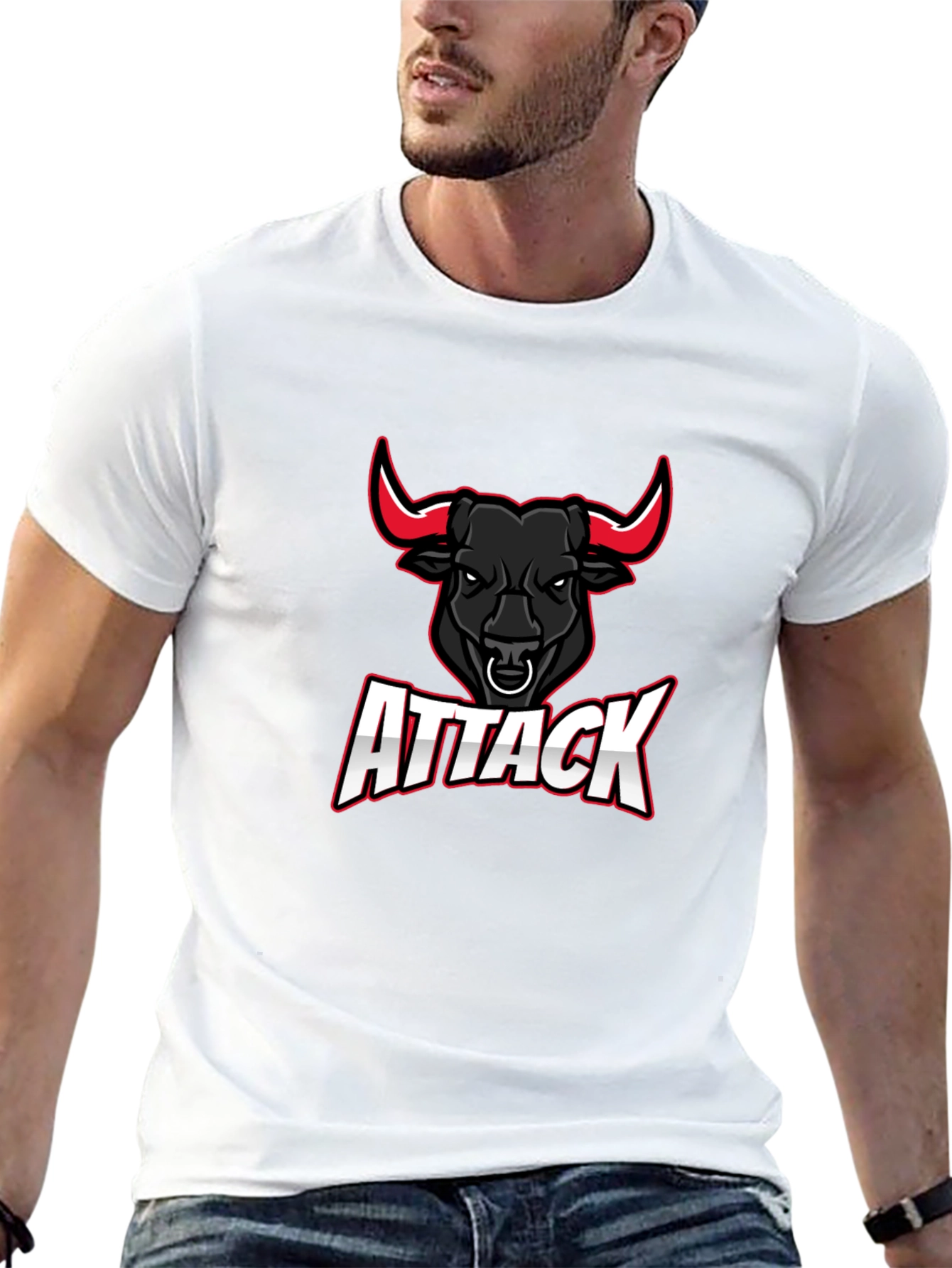 Attack Bull Graphic Tee - Black Cotton T-Shirt
