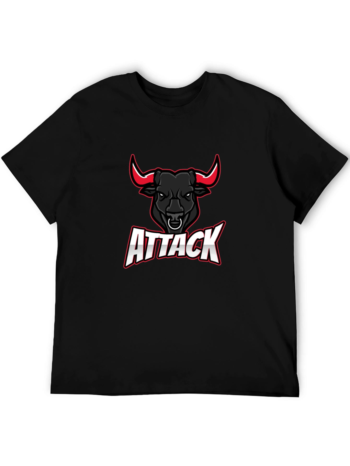 Attack Bull Graphic Tee - Black Cotton T-Shirt