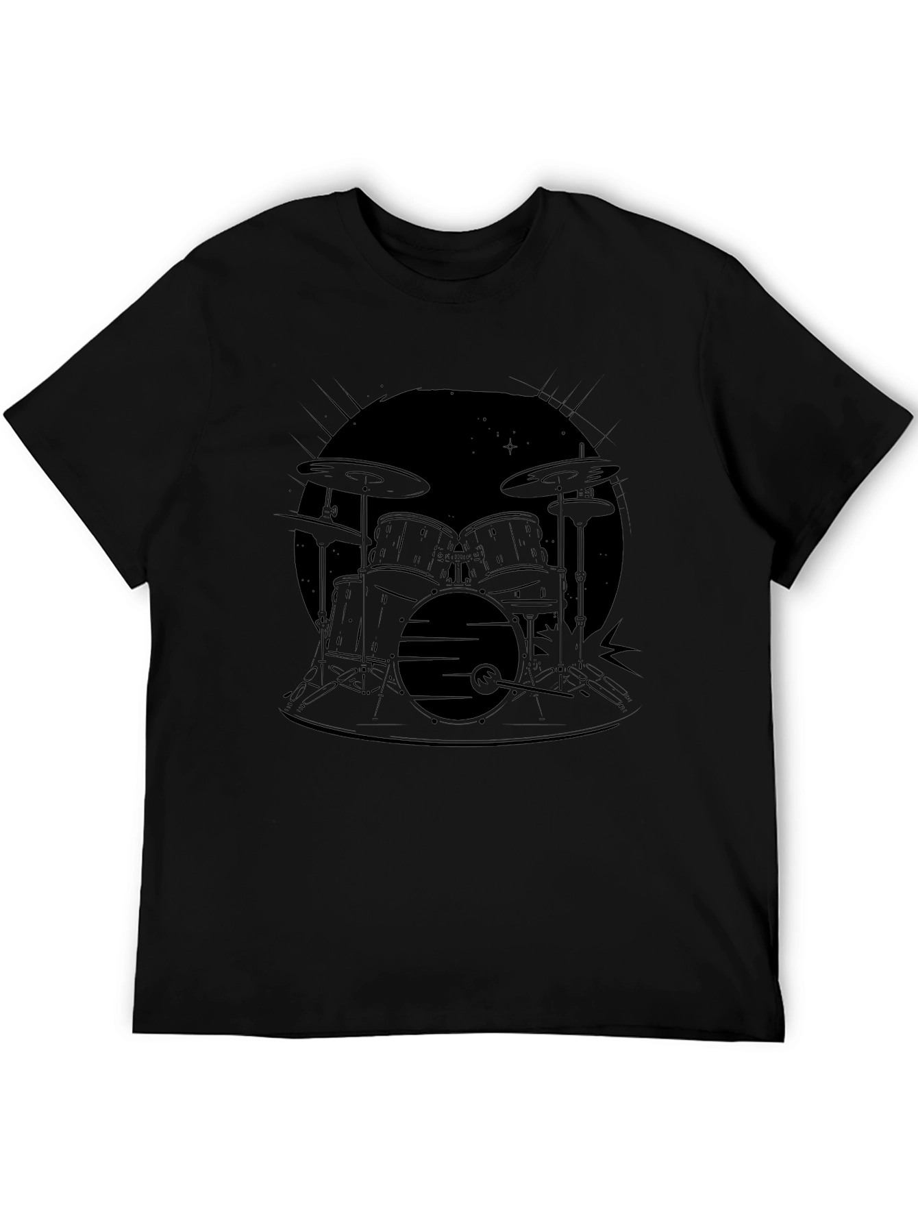Drum Set Graphic Black T-Shirt
