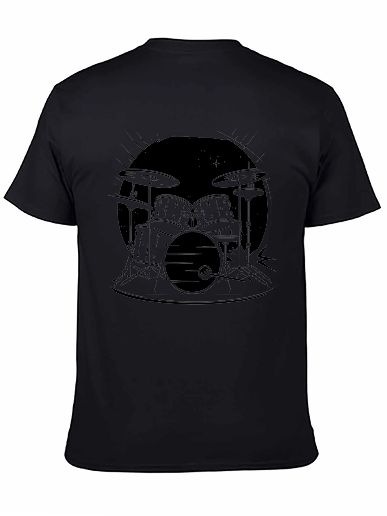 Drum Set Graphic Black T-Shirt