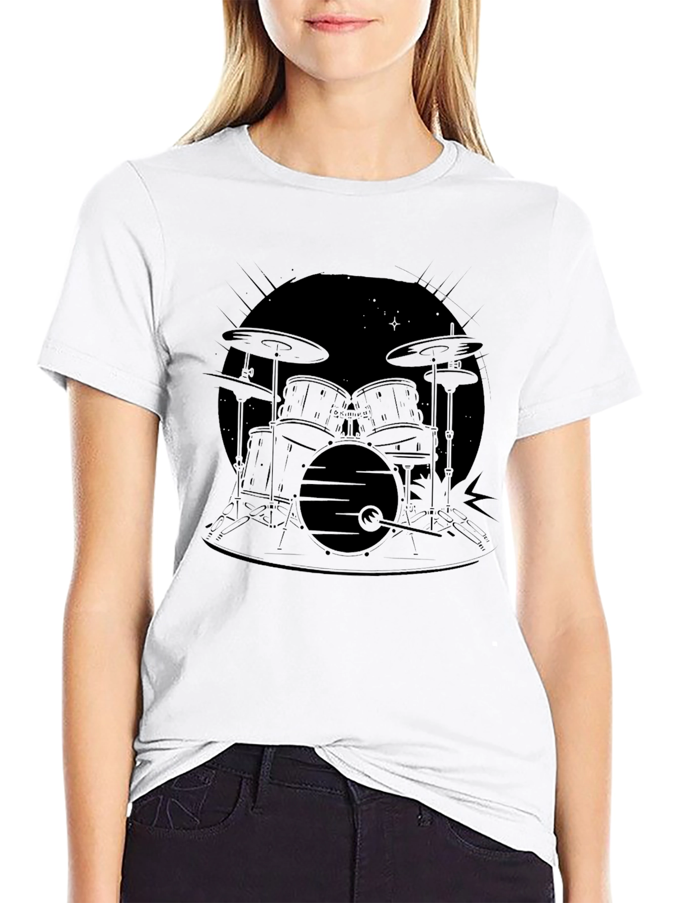 Drum Set Graphic Black T-Shirt