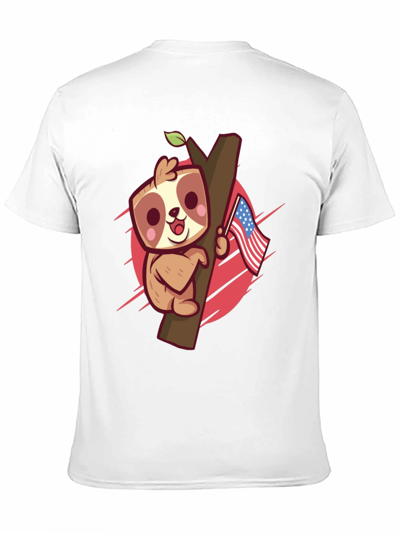 Cute Sloth Holding US Flag Graphic Tee