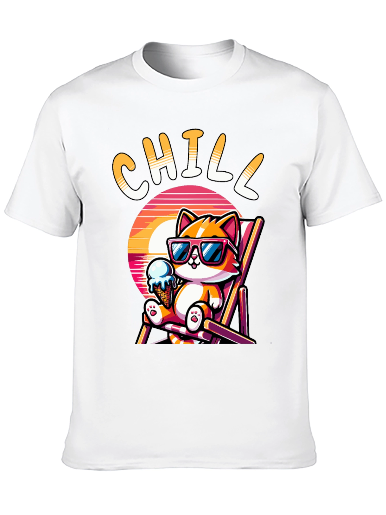 Chill Cat T-Shirt: Relaxed Cartoon Graphic Tee